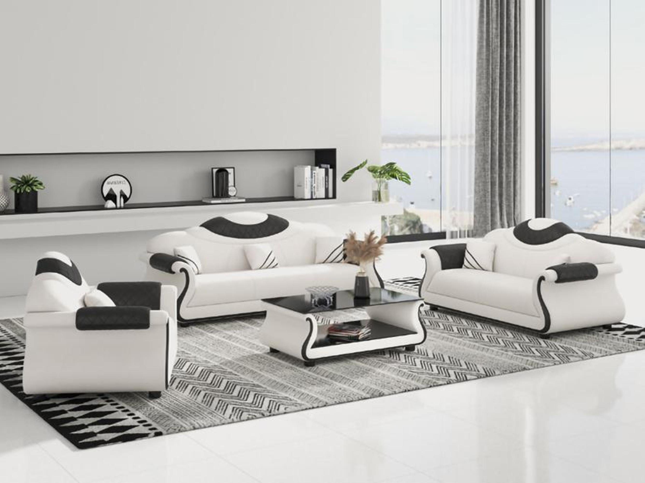 JVmoebel Sofa Sofagarnitur 3+2+1 Sitzer Wohnlandschaft Sofa Couch Polster, Made in Europe Weiß