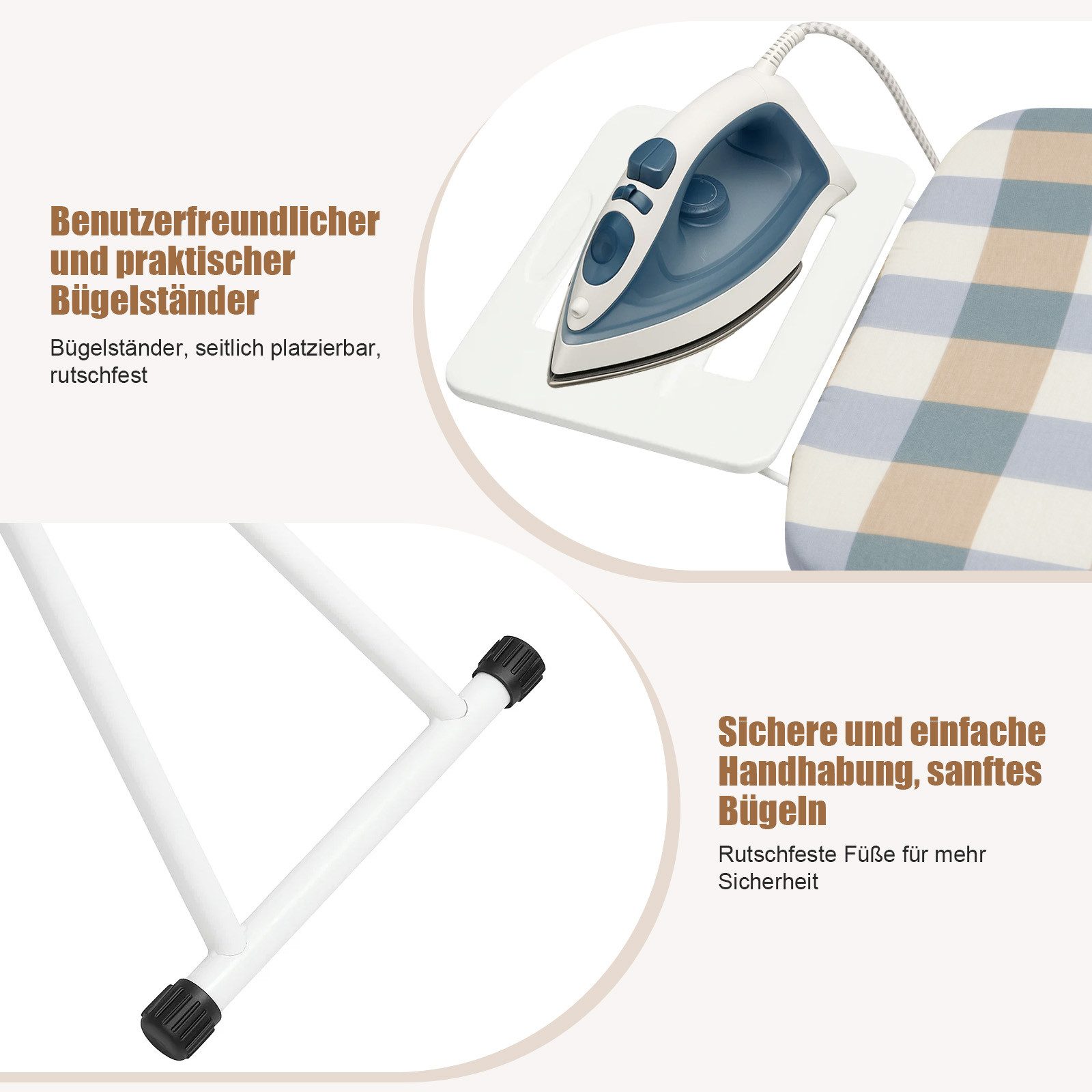 Youyijia Bügelbrettbezug Höhenverstellbarer Bügelb mit 6 Einstellstufen und Anti-Rutsch