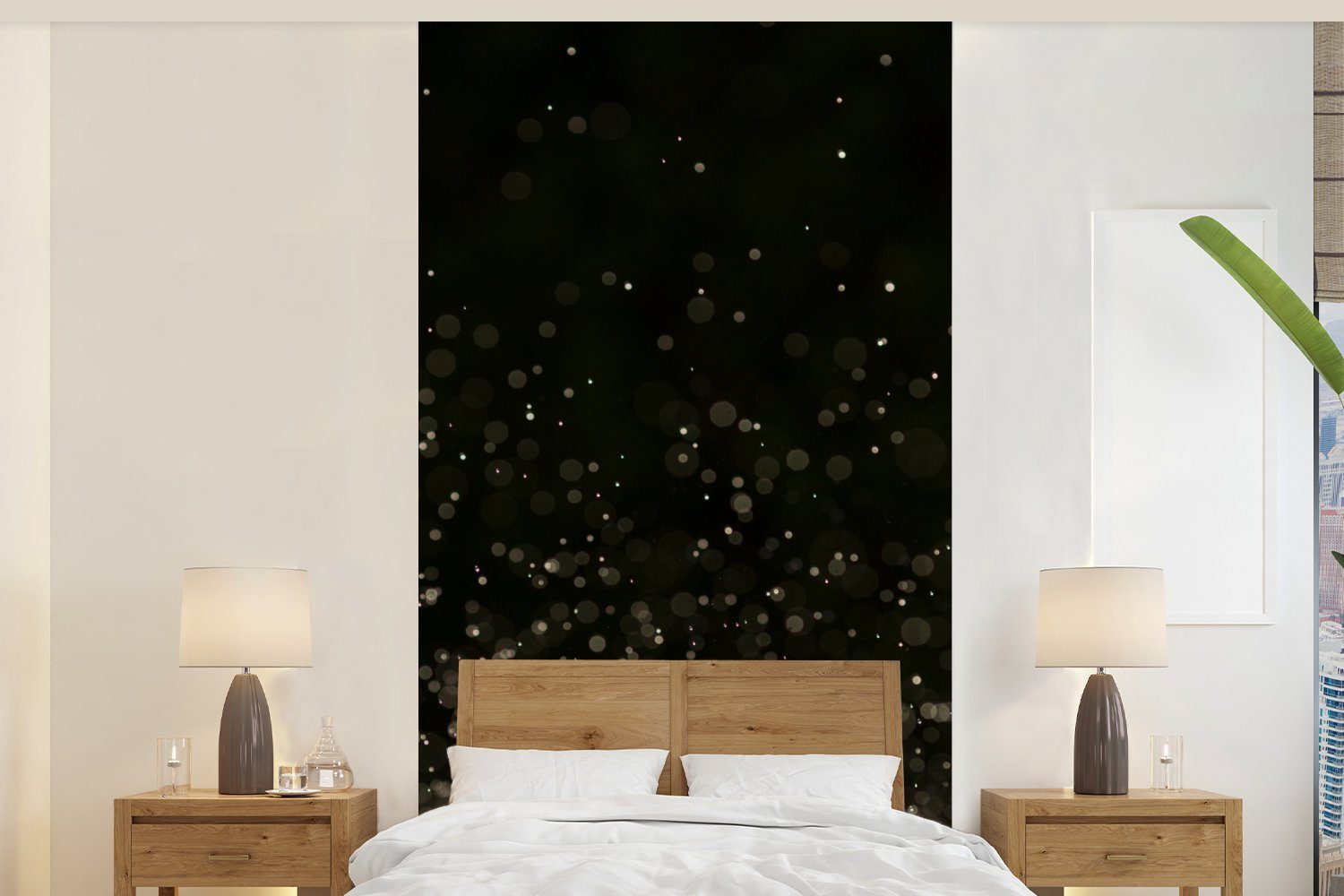 MuchoWow Fototapete Glitter - Abstrakt Schlafzimmer (2 - Wohnzimmer für bedruckt, Fototapete Schwarz, St), Küche, Vliestapete Matt