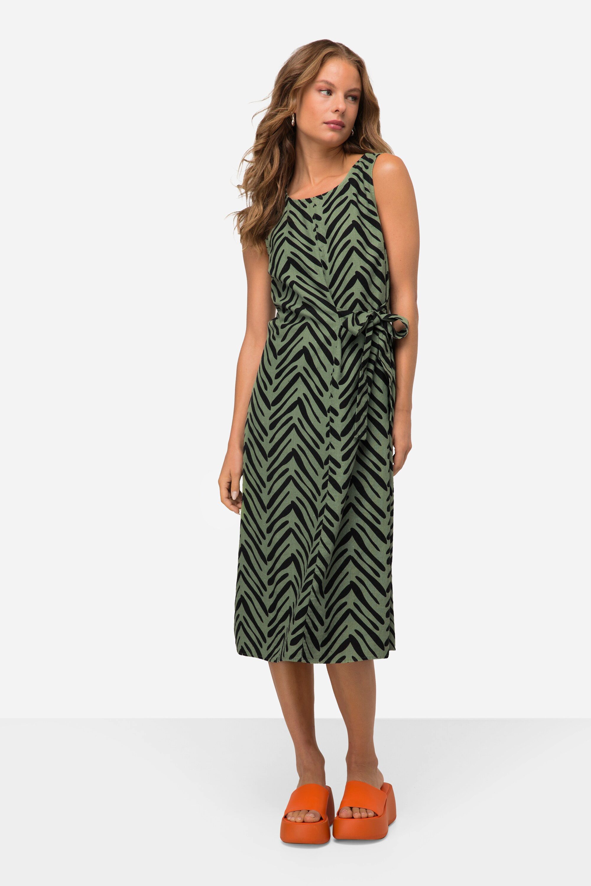 Laurasøn Midikleid Leinenmix-Kleid Straight Fit Allover günstig online kaufen
