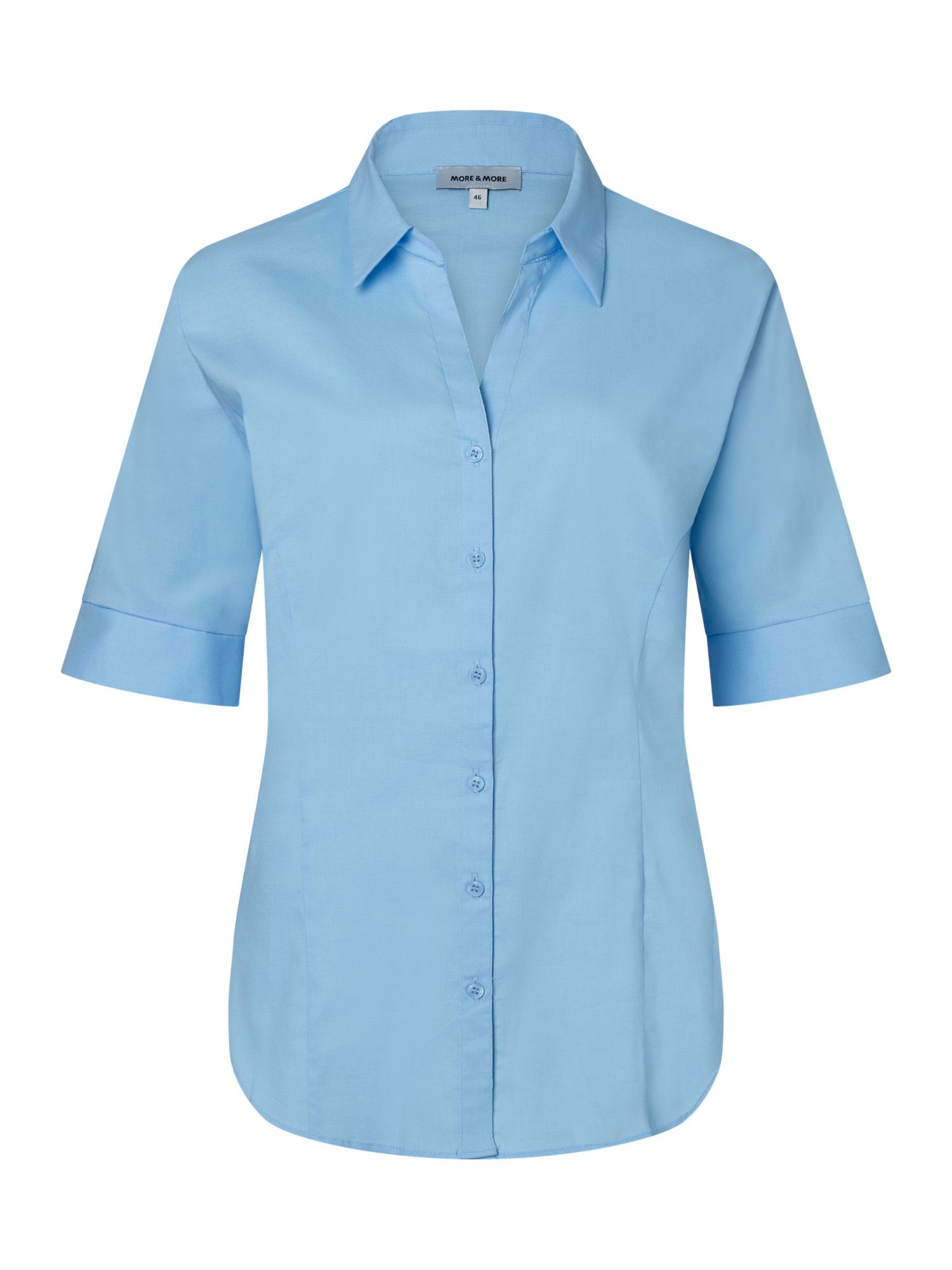 MORE&MORE Kurzarmbluse klassische, taillierte Basic-Bluse