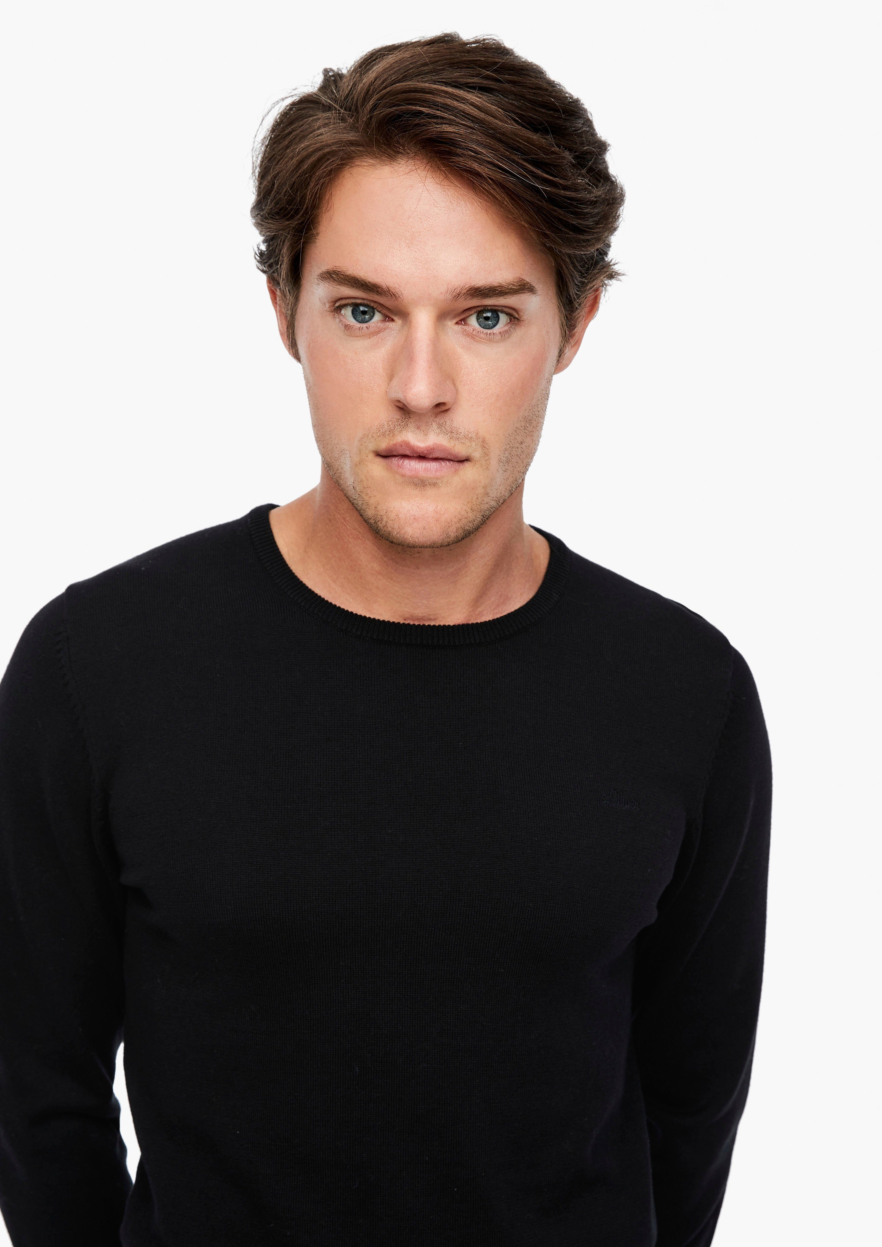 s.Oliver Strickpullover Feinstrick in schwarz weichem