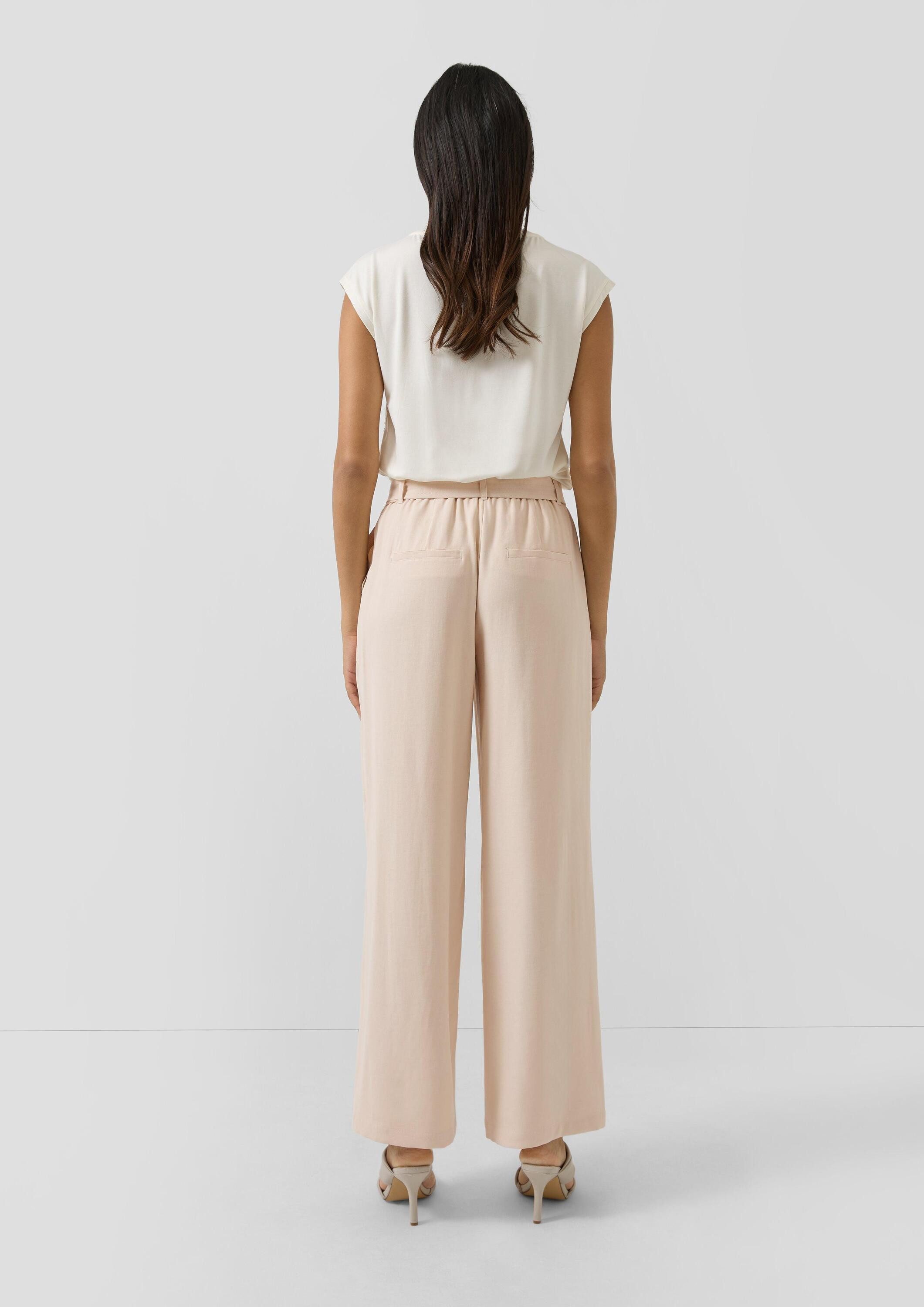 s.Oliver Chinos Hose Wide-Leg-Hose mit Elastikeinsatz und Gürtel