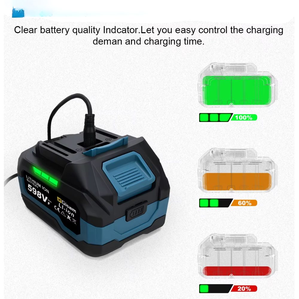 Gisam Lithium-Ionen-Batterie Akku für Werkzeuge 2er-Set Akkupacks 4000 mAh (18 V), Hohe Akkukapazität, Stabile Spannungsversorgung