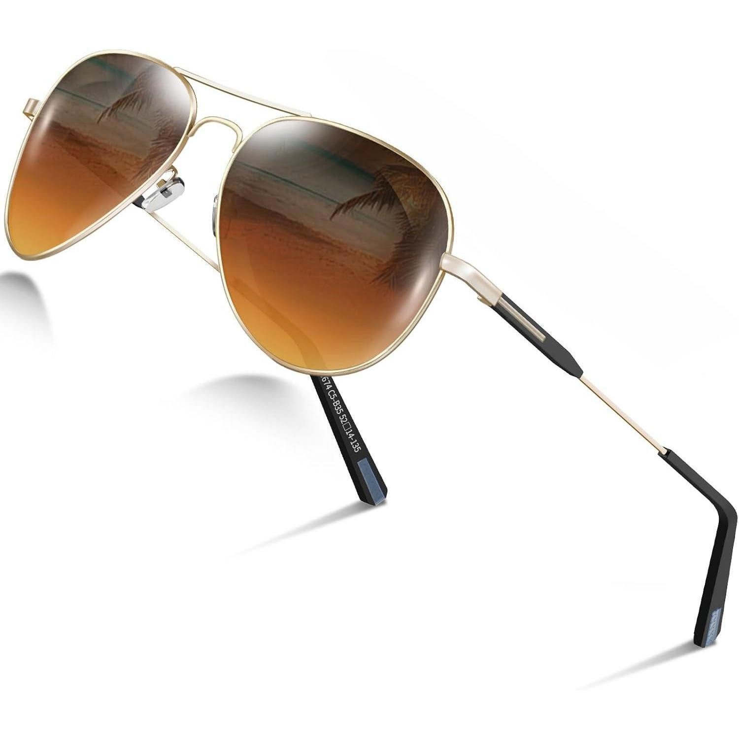 LuxusKollektion Pilotenbrille Sonnenbrille Pilotenbrille Polarisiert UV400 Metallrahmen Braun