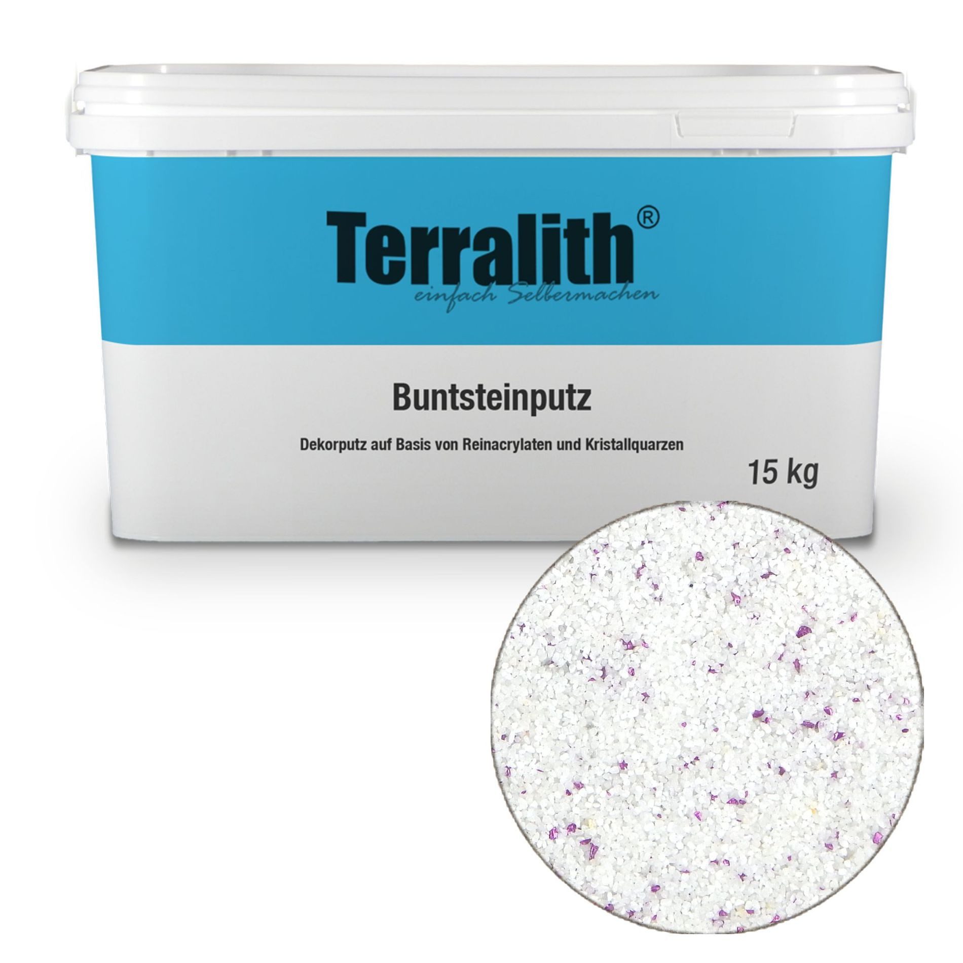 Terralith® Kunstharzputz Buntsteinputz Mosaikputz 2mm -15 kg- BSP120 (Eimer, Verarbeitungsfertig) Dekorationsputz aus Marmor-Granulat bzw. eingefärbter Körnung