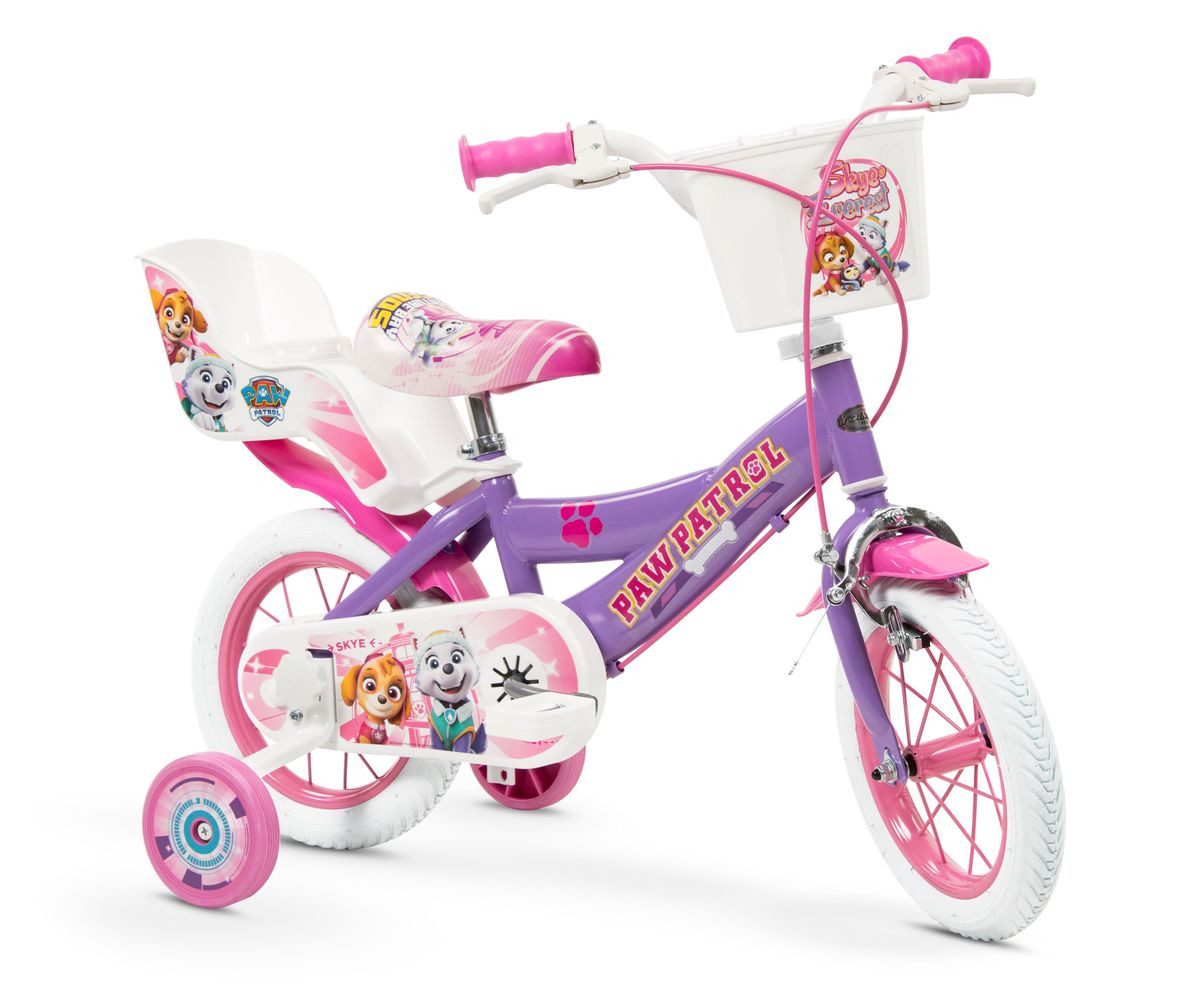T&Y Trade Kinderfahrrad 12 Zoll Kinder Mädchen Fahrrad Mädchenfahrrad Rad Bike Paw Patrol LILA, 1 Gang, Puppensitz, Korb, Stützräder