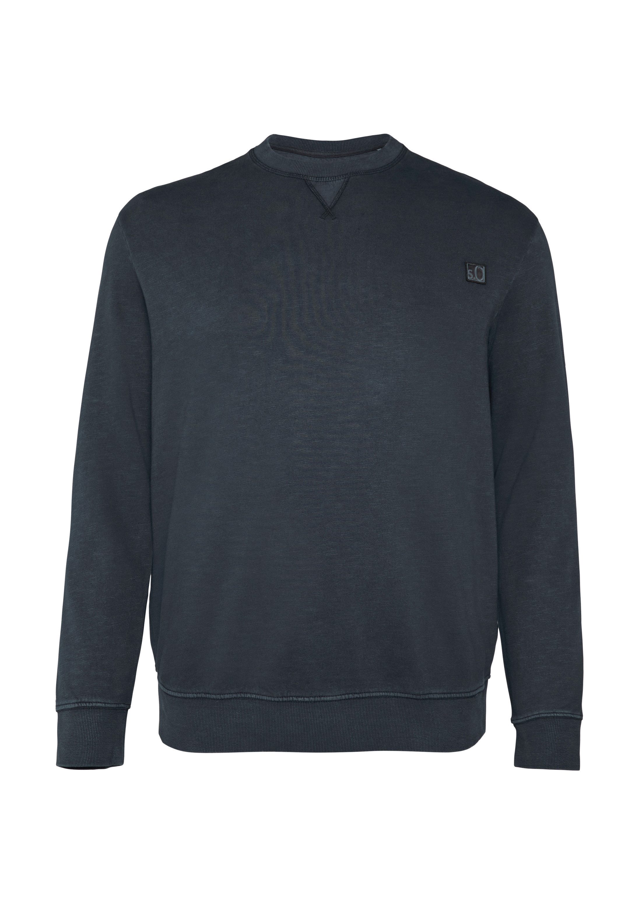 s.Oliver Sweatshirt Sweatshirt Sweatshirt mit Garment Dye und Logo-Detail