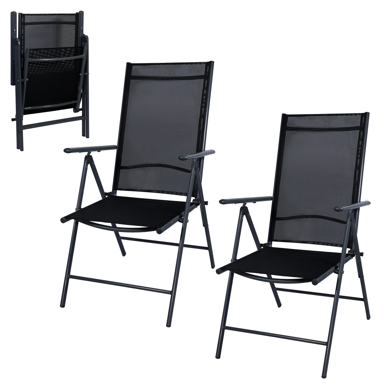 CCLIFE Klappstuhl Gartenstühle Balkonstühle Alu Gartenstuhl Klappstuhl Camping, 2er Set