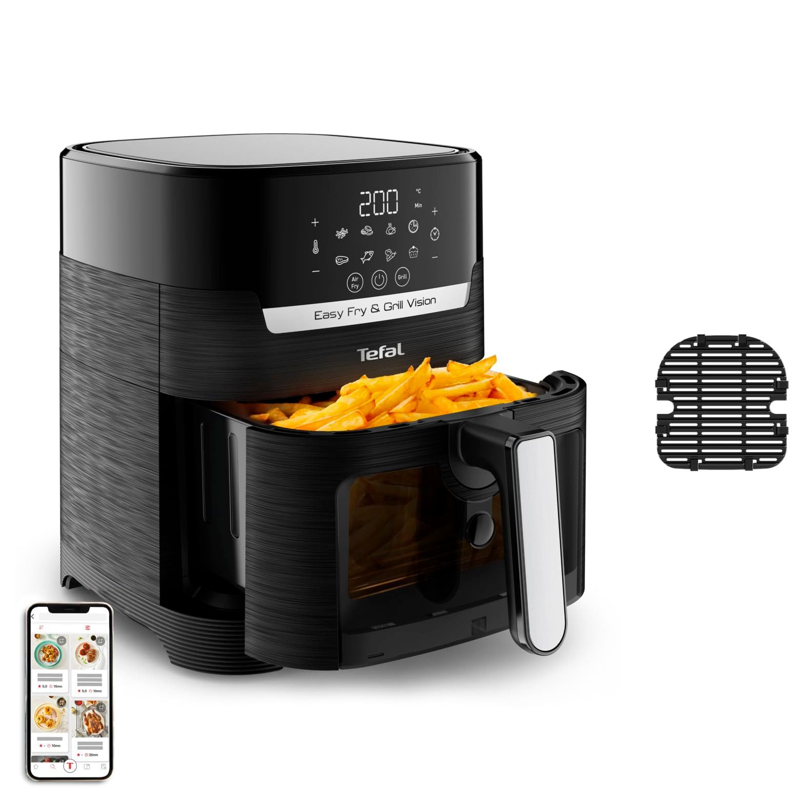 Tefal Heißluftfritteuse EY5068 Easy Fry & Grill Vision, Sichtfenster, 8 Programme, Touchscreen, energiesparend