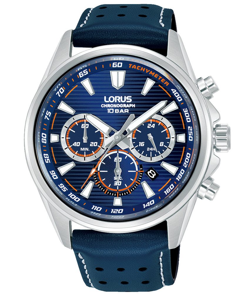 LORUS Chronograph Sports Chronograph RT327LX9, Quarzuhr, Armbanduhr, Herrenuhr, Lederarmband, analog, Tag