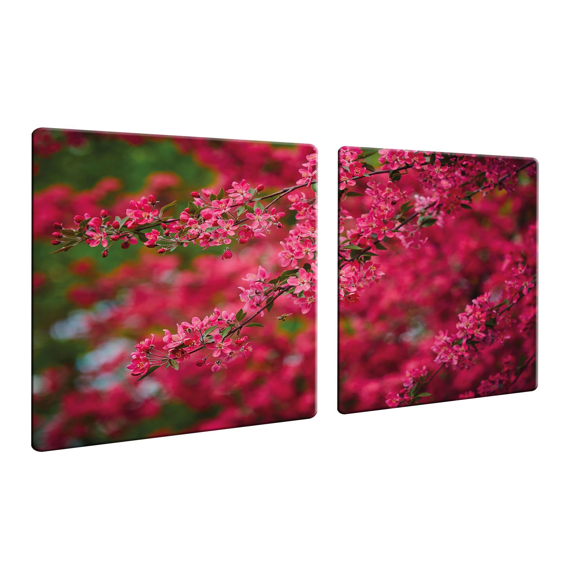 Decorwelt Herd-Abdeckplatte Blumen 80x52 Pink 2-teilig Ceranfeldabdeckung