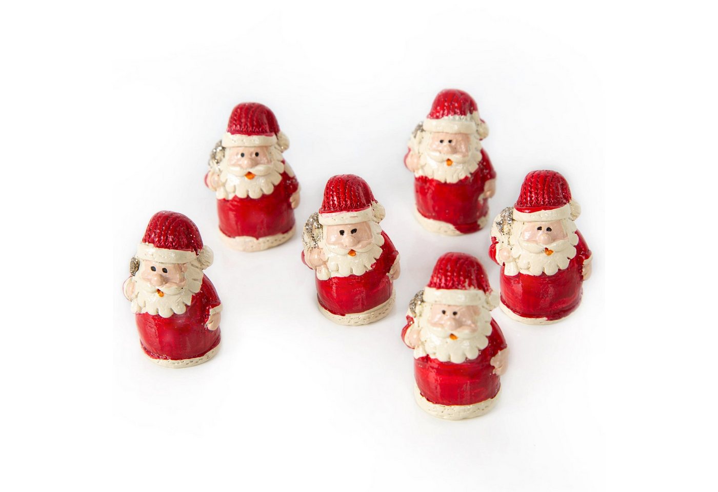 Logbuch-Verlag Dekofigur 6 mini Weihnachtsmann Figuren Nikolaus Miniatur rot 4 cm