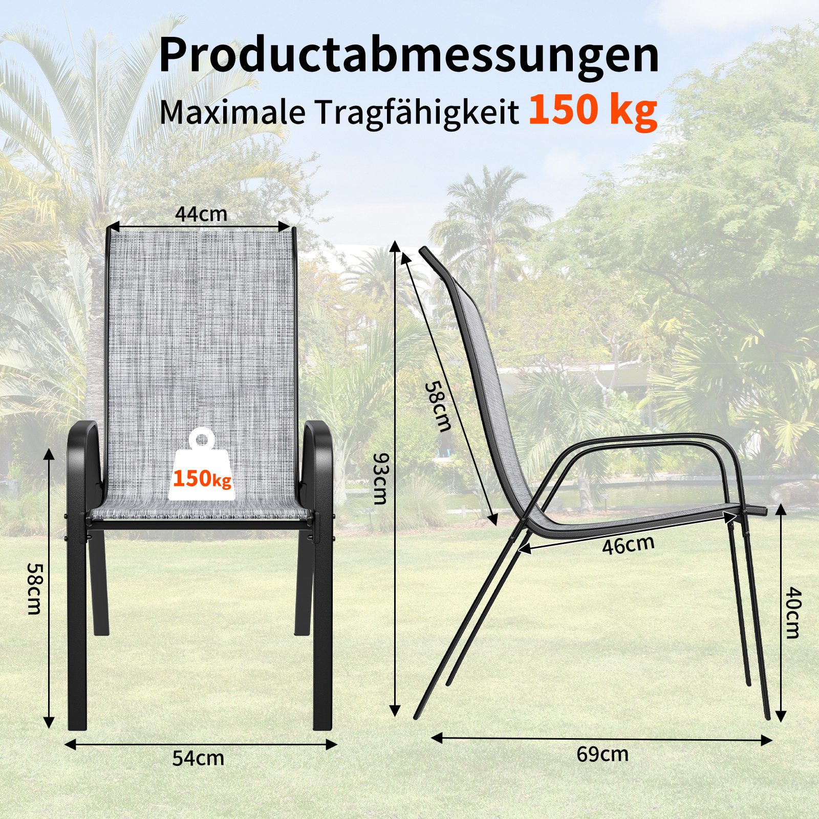TLGREEN Stapelstuhl Gartenstühle Stapelstuhl,Camping Stapelbar Hochlehner, günstig online kaufen