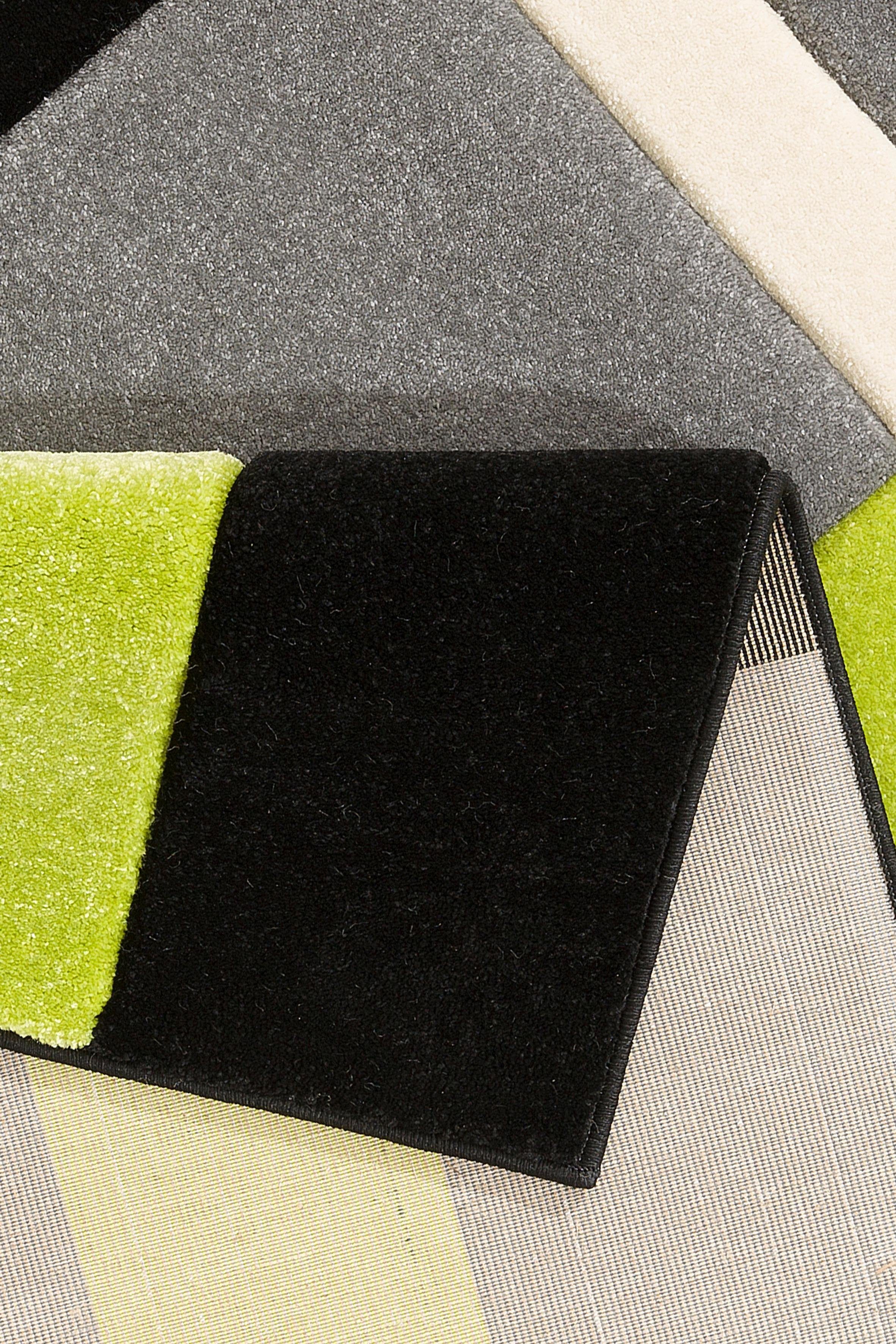 Teppich Maxim, my home, rechteckig, 3D-Design mm, Hoch-Tief-Effekt, grün/grau Höhe: Kurzflor, 13