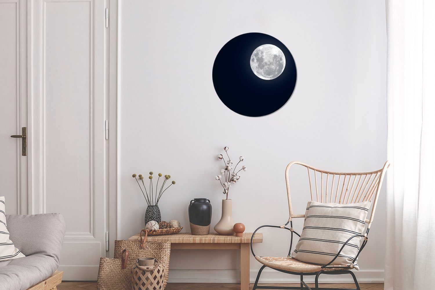 MuchoWow Gemälde Mond - Nacht, Rundes Forex, Himmel - Wanddekoration Wohnzimmer, cm St), 30x30 Kreis Wandbild, (1