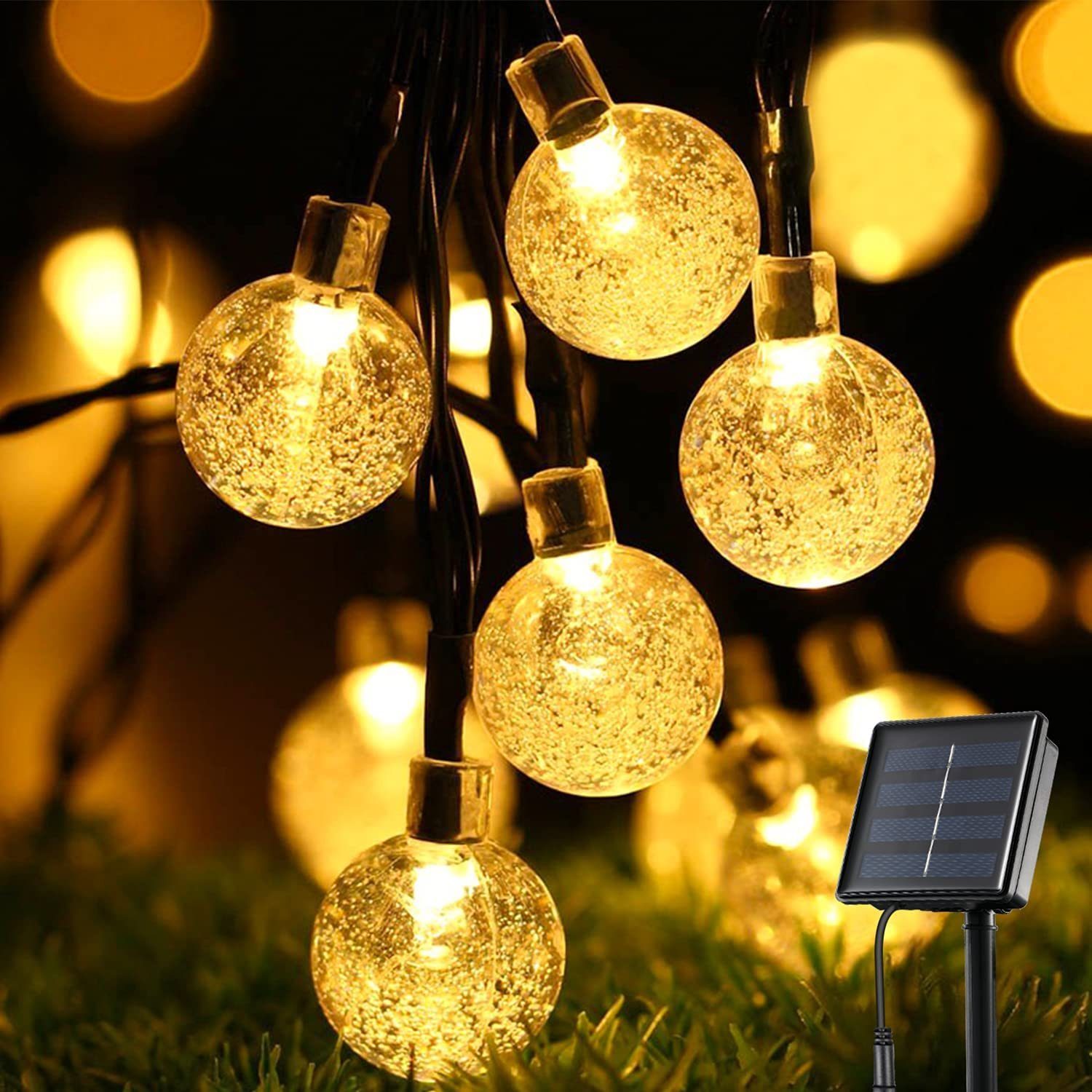 8 LED Lichterkette Orientalische Kugeln warmweiß Batterie silber gold 1,2m 
