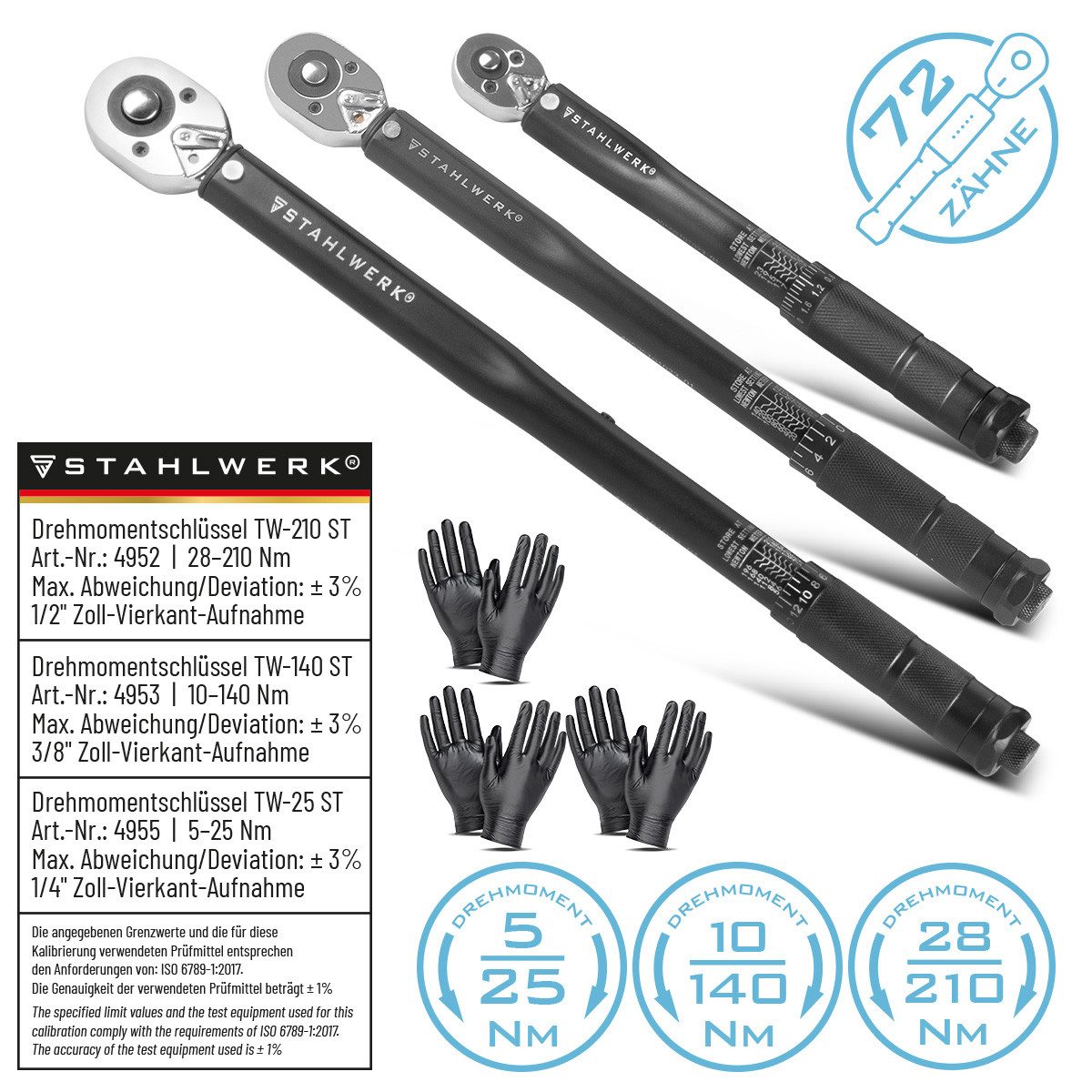 Drehmomentschlüssel Drehmomentschlüssel Dreierset bis 210 NM
