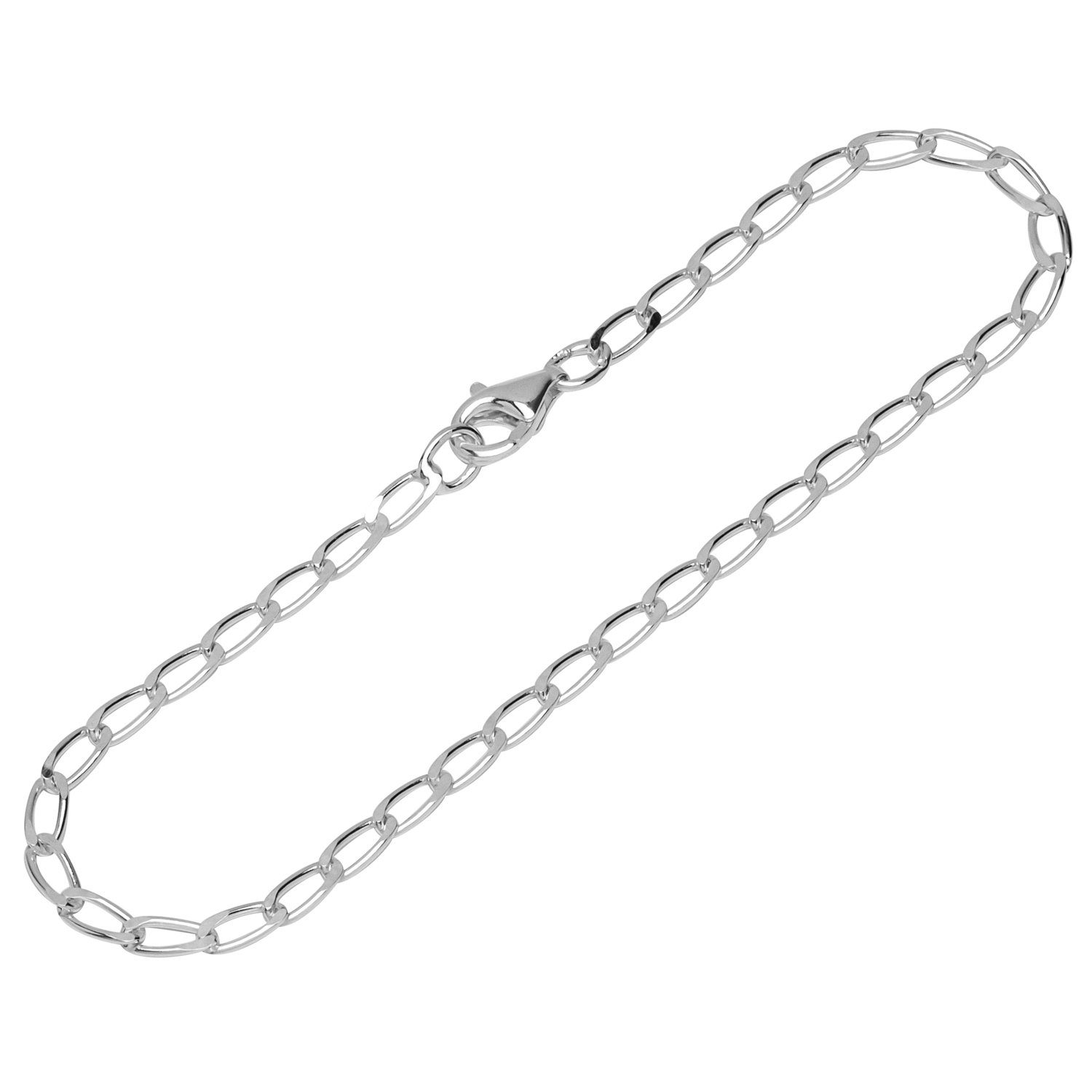 Silberarmband 19cm Armband 925 Silber diamantiert Langpanzerkett