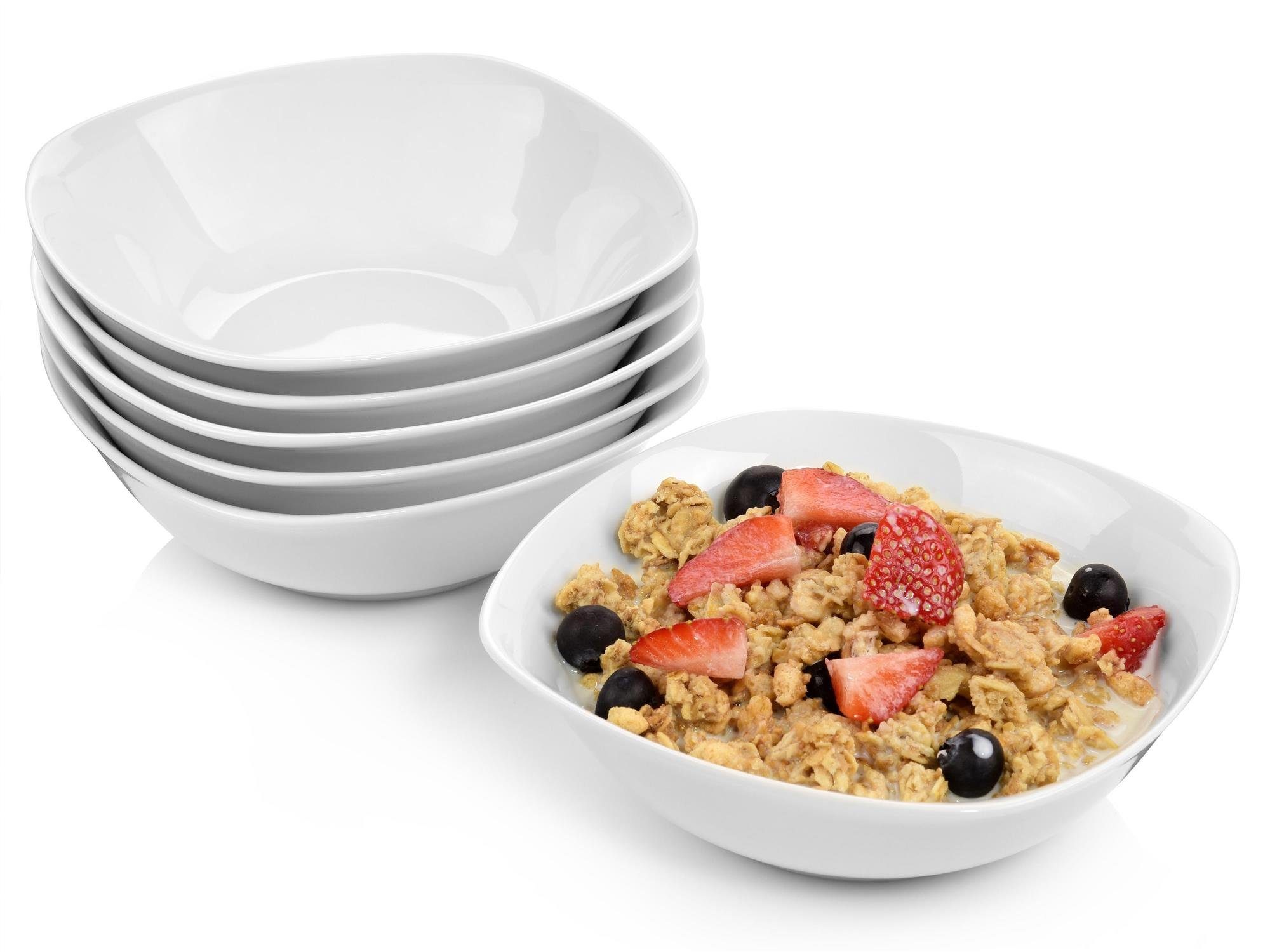SÄNGER Müslischale Set Bilgola, Weiß, Porzellan, (Set, 6-tlg), 300 ml, Ø15x4,5cm, spülmaschinengeeignet, Premium Collection
