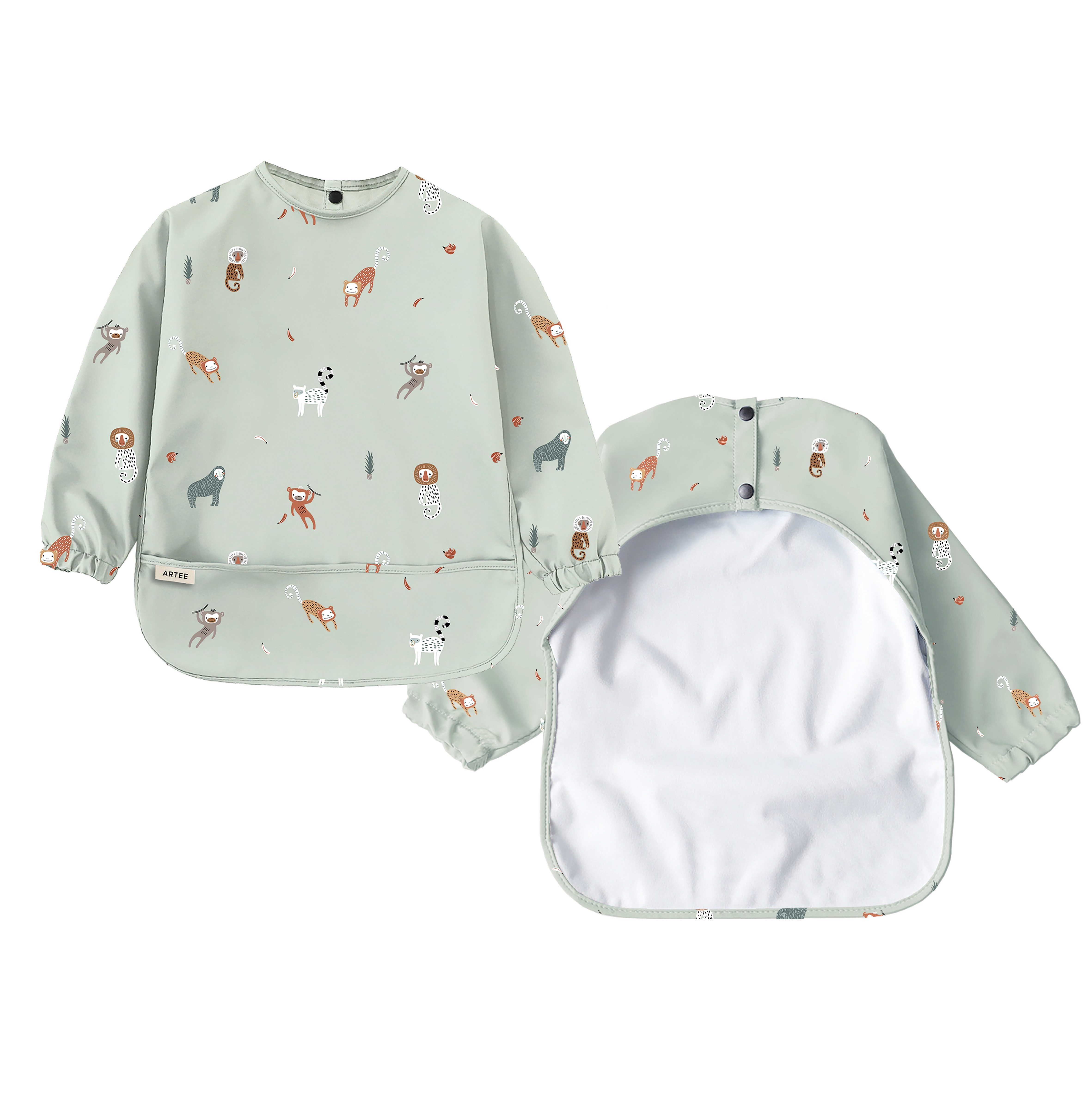 Artee Lätzchen Lätzchen mit Ärmeln und Auffangtasche in Größe M für 12-36 Monate