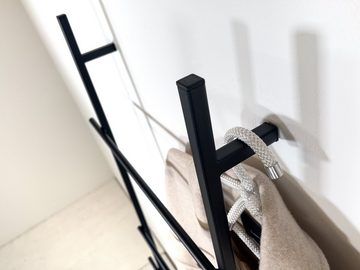 kommod Handtuchleiter ALEX, Kleiderleiter, Kleiderständer – 179,5 x 50 x 9 cm – Metall schwarz