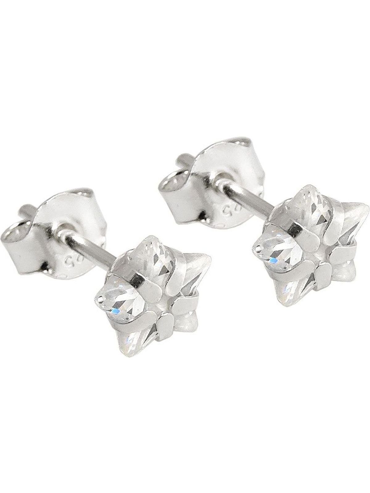Gallay Paar Ohrstecker Ohrring 6mm Stern Zirkonia weiß Silber 925 (1-tlg)