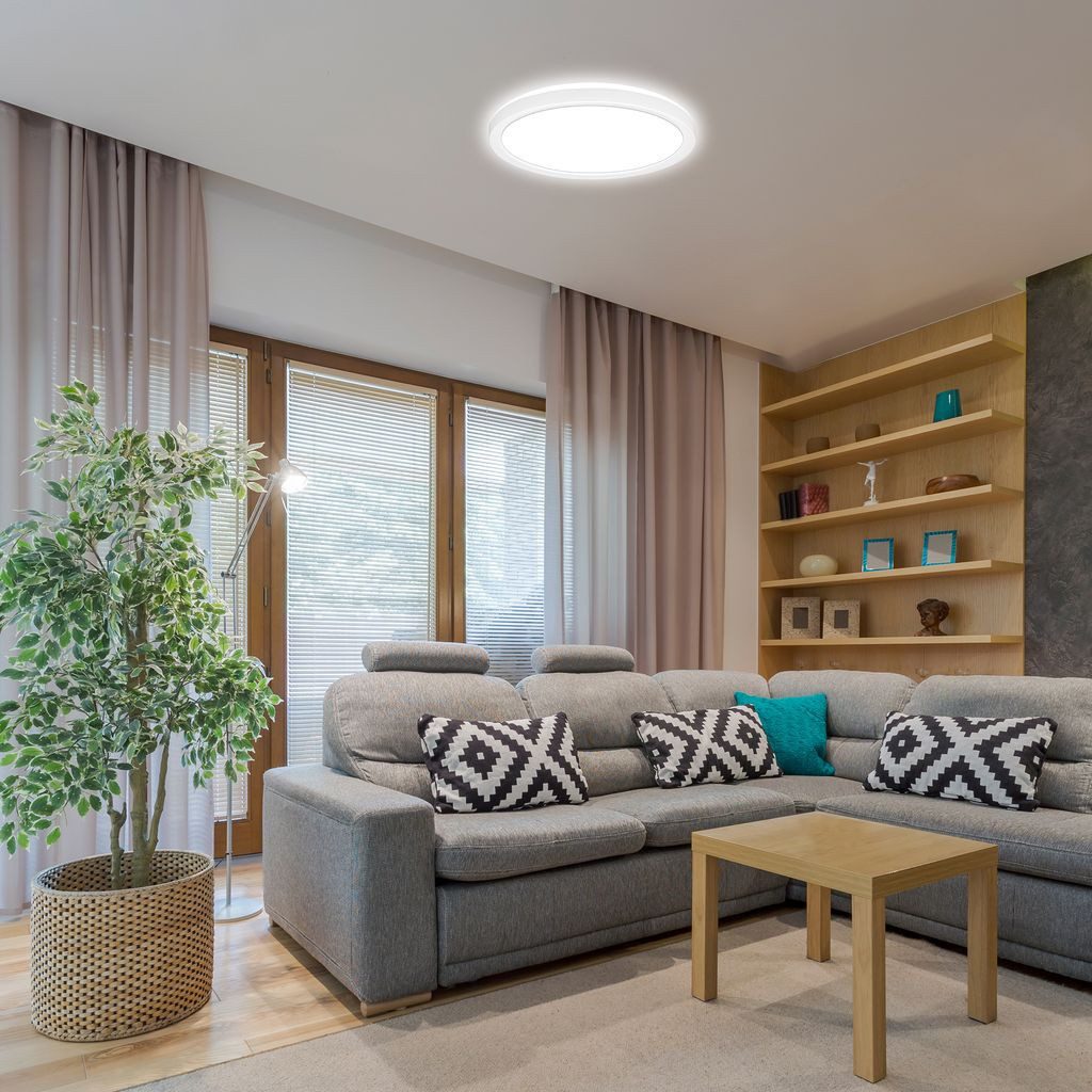 B.K.Licht LED Deckenleuchte Ultraflaches LED Panel mit Backlight weiß - BKL1598, LED fest integriert, 2700K - Extra-Warmweiß, LED Deckenlampe 24 x 3 cm Weiß 16W Wohnzimmer Schlafzimmer Küche