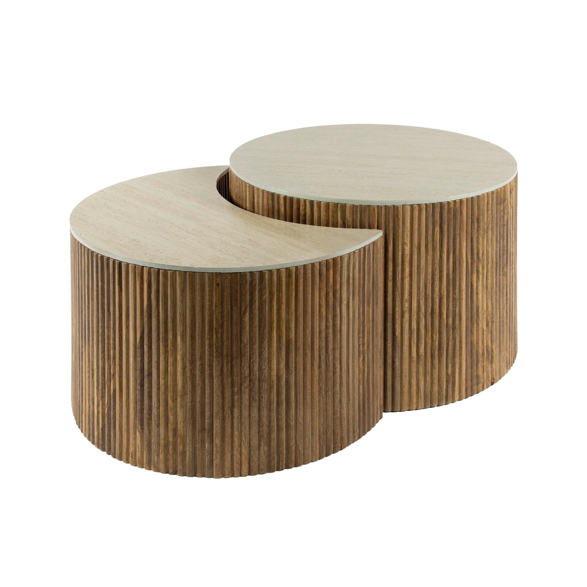 Villa Möbel Couchtisch Nuovo (1 Tisch, 2-St), Halbrundes Couchtisch Set aus massiver Mango in Sand