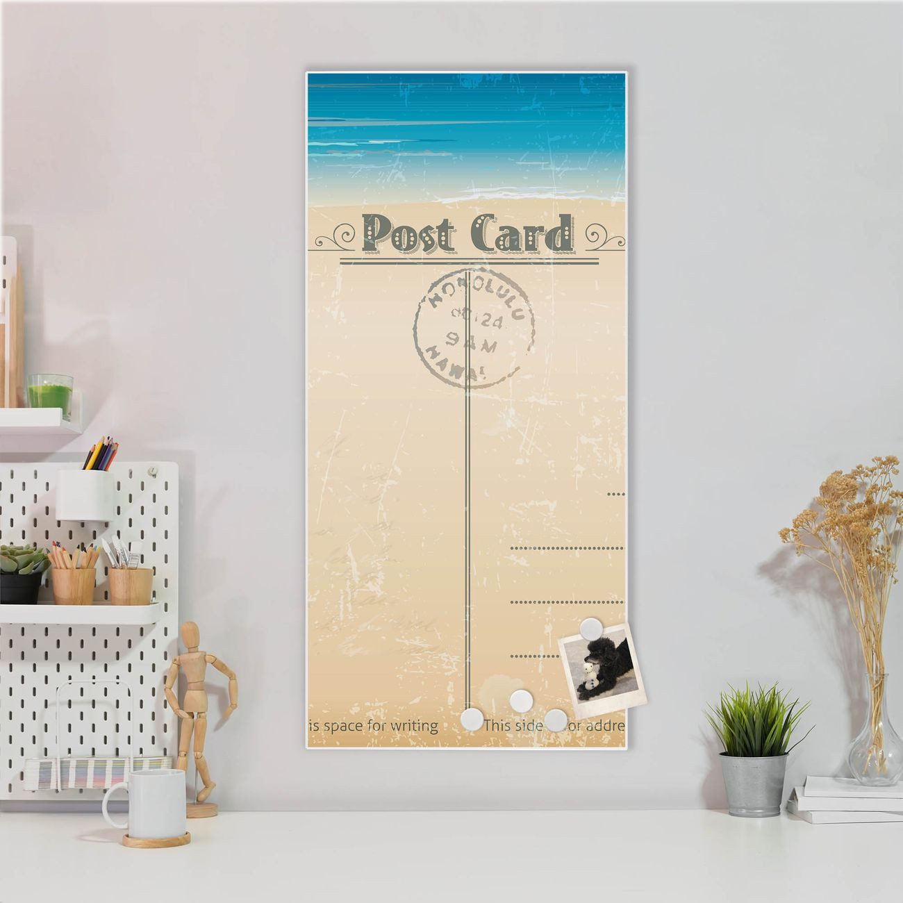 banjado Magnettafel Stahl Postkarte, (inkl. 4 Magnete, Stahlmagnettafel)