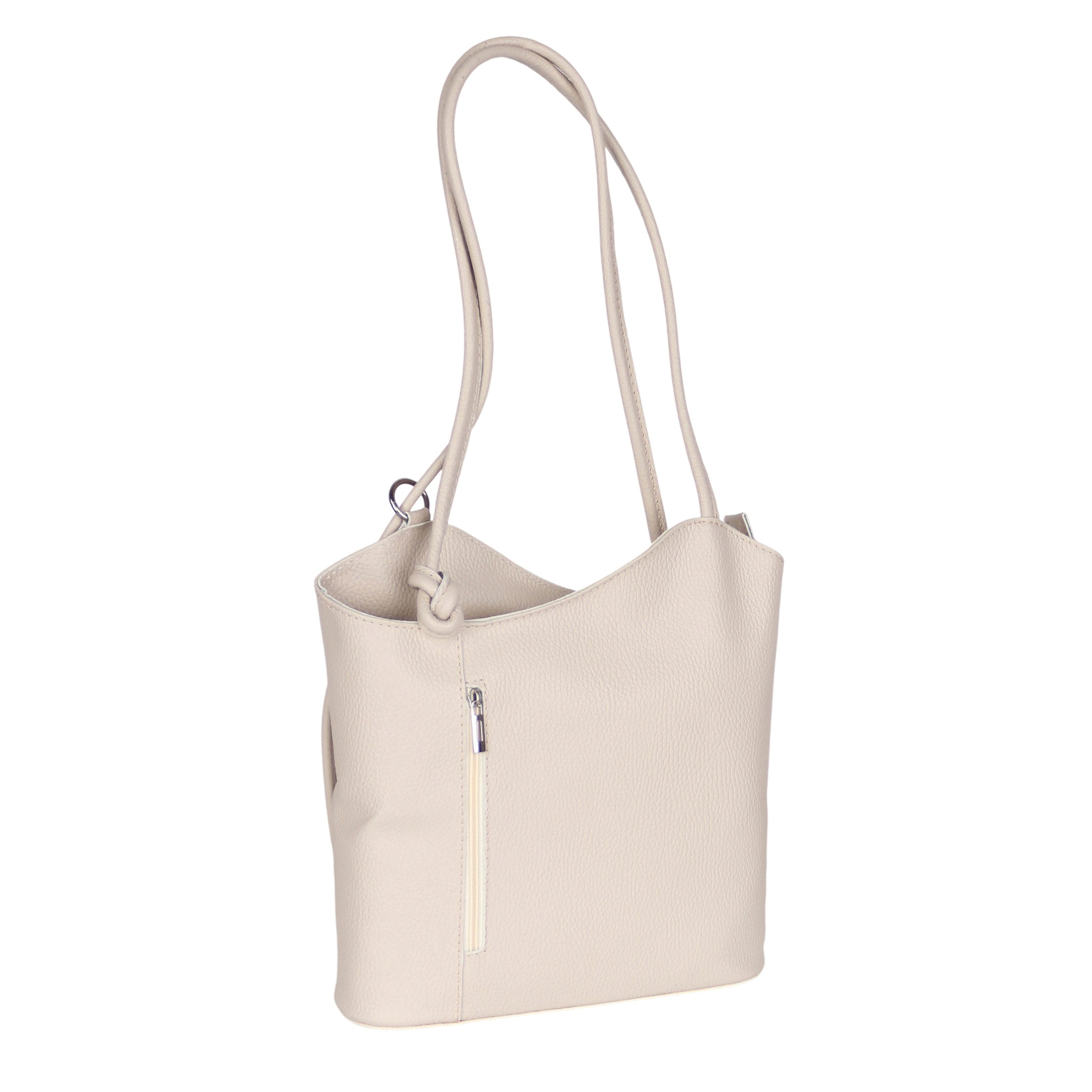 MIRROSI Umhängetasche aus Echtleder, Made in Italy, Schultertasche auch als Rucksack 2 in 1, Tragetasche (ca.28x30x8cm)