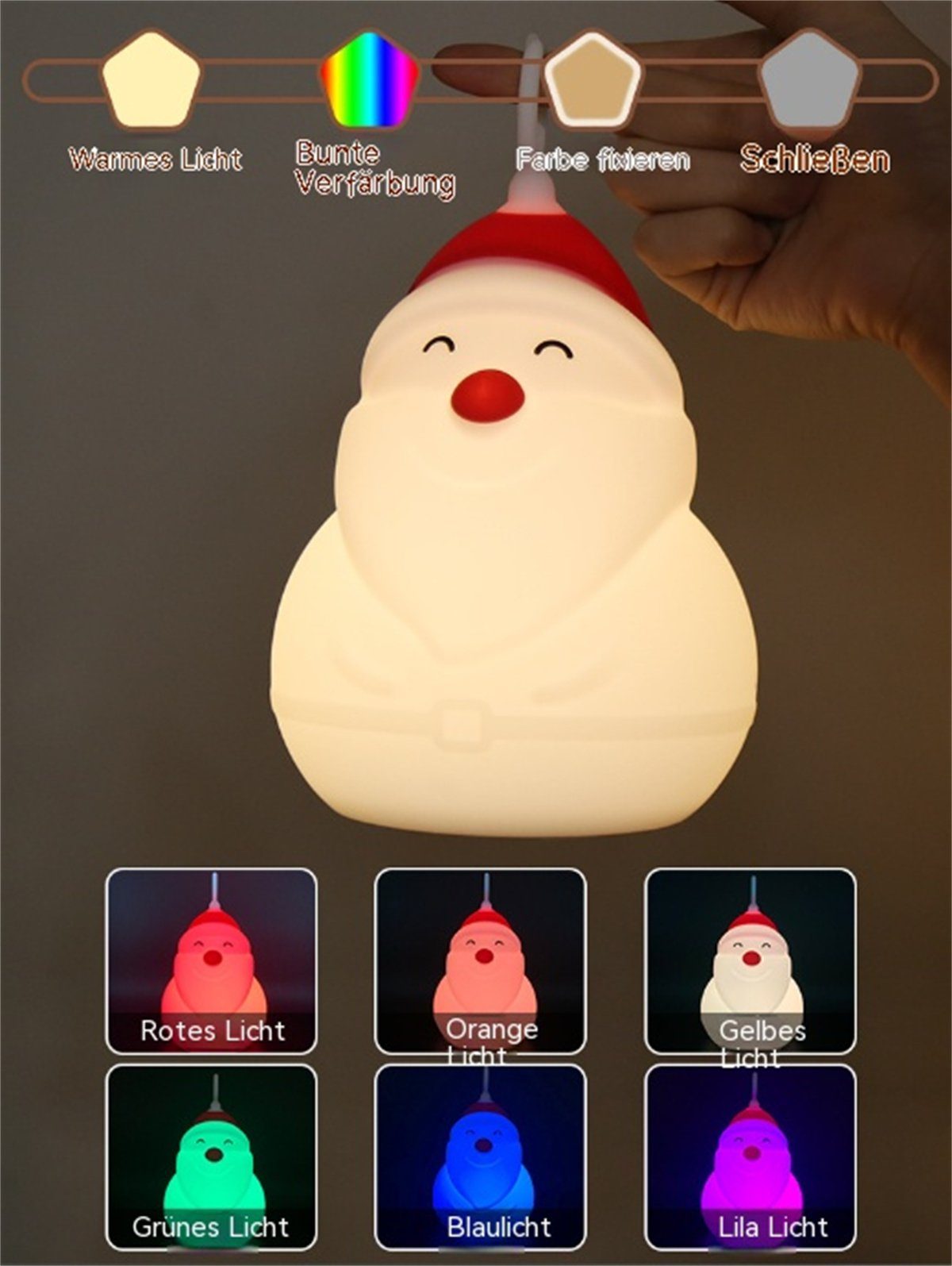 LED-Nachttischlampe Kinder selected aus Nachtlicht Silikon Berührbare weihnachtliche für carefully