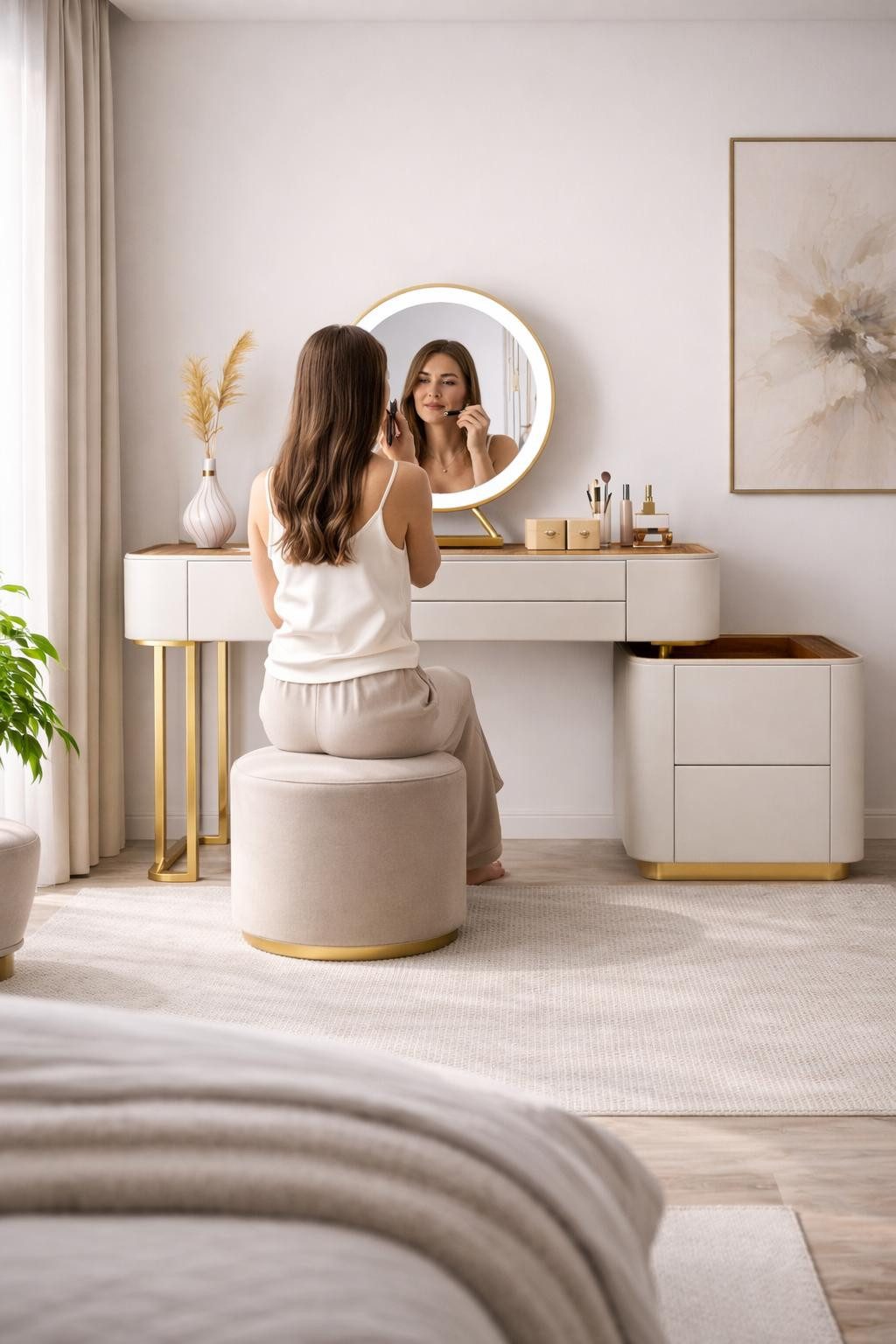 JVmoebel Schminktisch Stilvoller Weißer Schminktisch Mit Schubladen Designer Sofort (Schminktisch), Made in Europa