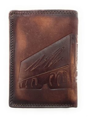 Ven Tomy Geldbörse echt Leder Portemonnaie mit RFID Schutz & geprägtem Truck, toll für LKW Fahrer / Trucker, Innenriegel