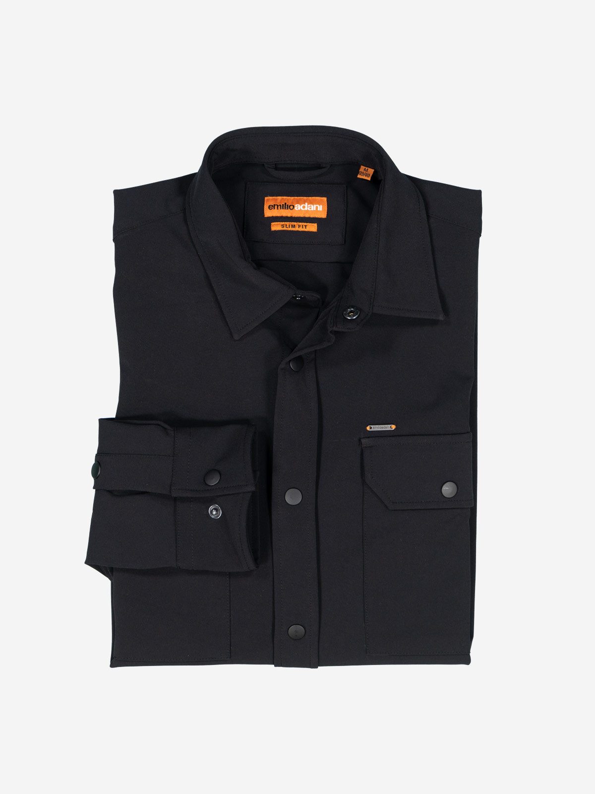 emilio adani Langarmhemd Herren Overshirt slim fit, Schwarz