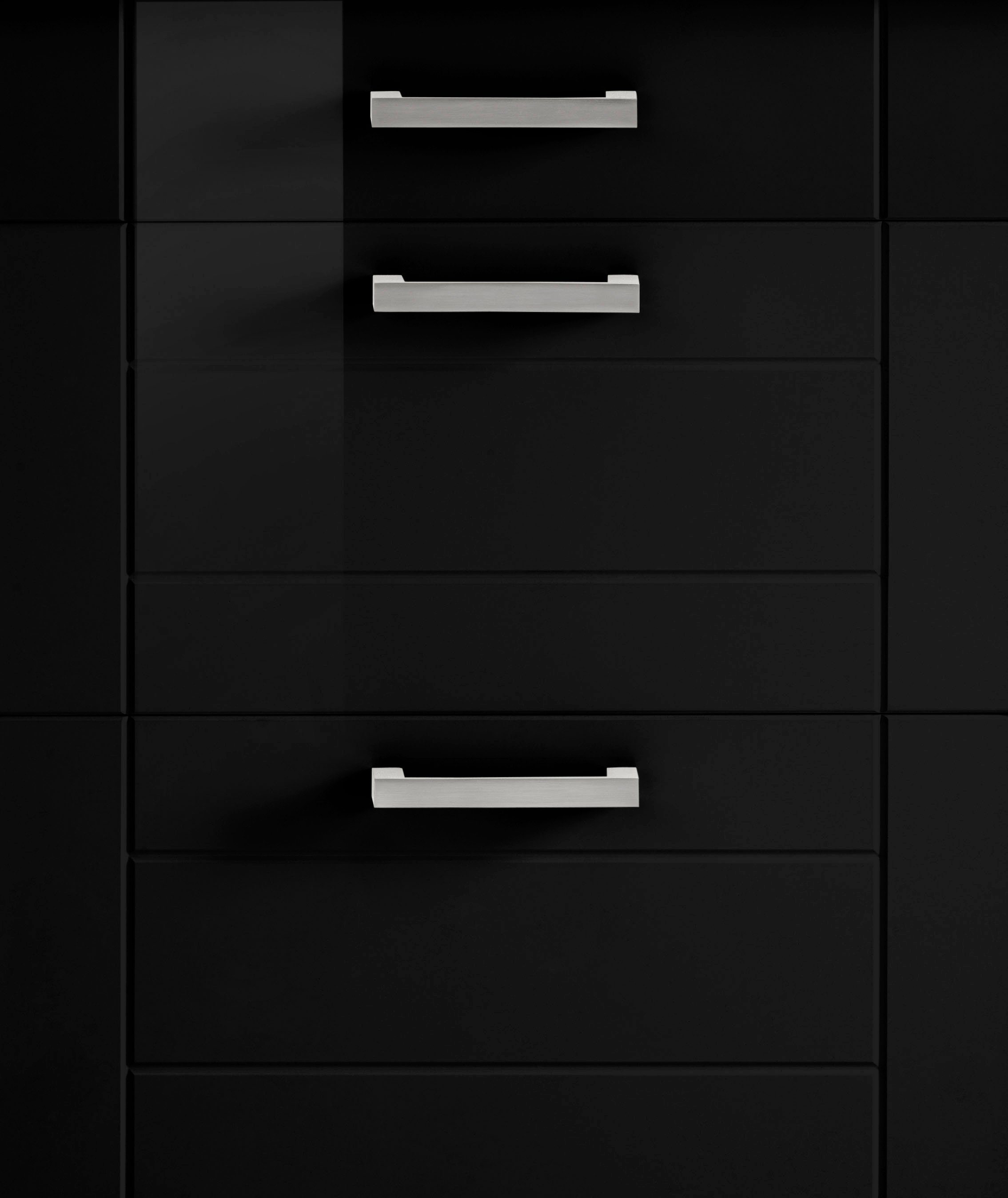 HELD MÖBEL Auszugsunterschrank Tinnum MDF-Fronten, cm 1 schwarz wotaneiche breit, 2 60 Schubkasten, Metallgriff, | Auszüge