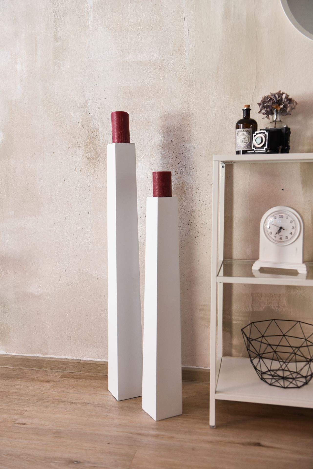 VIVANNO Bodenwindlicht Fiberglas OBELISK Säule - Weiß Matt (1 St), 11x11x80 cm – Bild 5 von 5