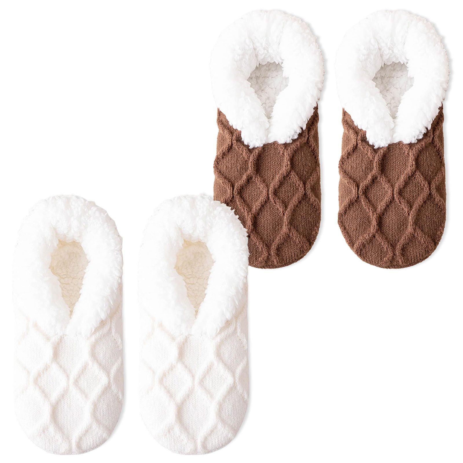 Coonoor Haussocken Kuschelsocken Herren & Damen Flauschig Hüttensocken rutschfest (2-Paar) Weiche Warme Winter Hüttensocken Haussocken