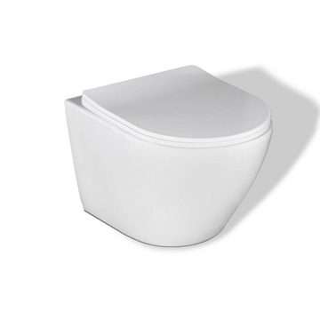 KOLMAN Vorwandelement WC SET: Wand-WC Desna Weiß + C201 + Betätigungsplatte Chrom, 9 l, inkl. Slim WC-Sitz mit Soft-close und Schallschutzmatte