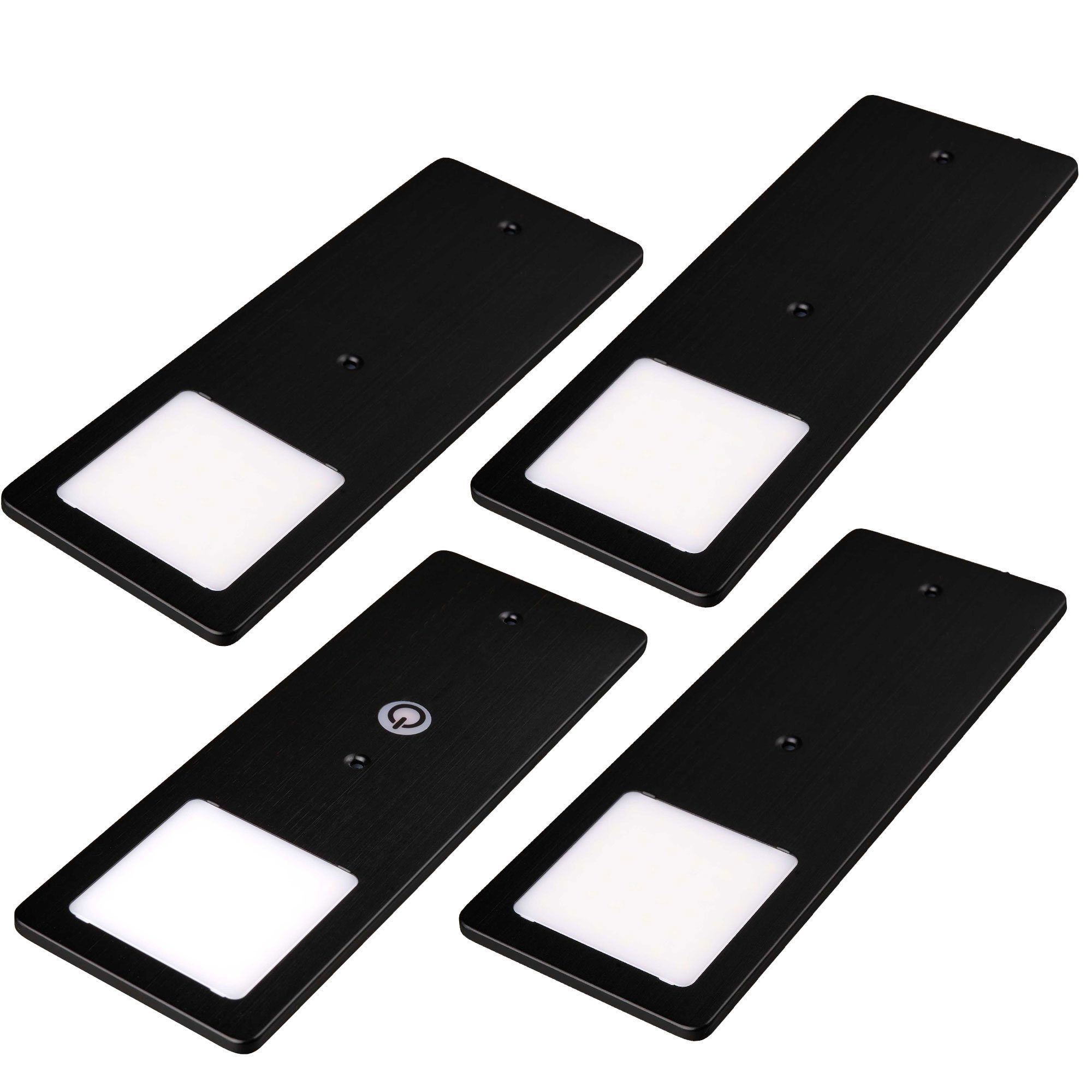 kalb LED Unterbauleuchte schwarz 5W- sehr flache Küchenleuchte mit Touch-Dimmfunktion, 4er Set warmweiß, warmweiss
