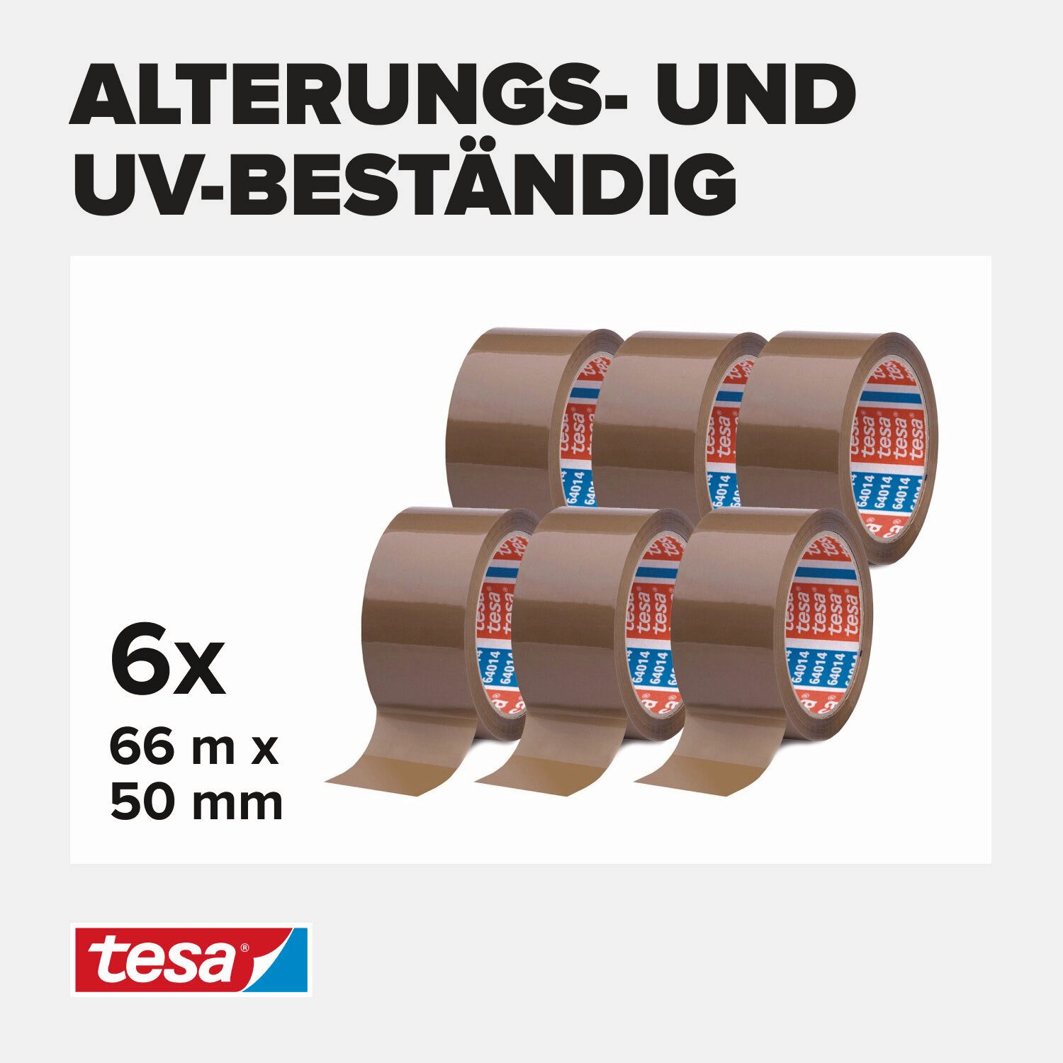 tesa Klebeband tesapack Packband - je 66 m : 50 mm (Spar-Set, 6-St., 6 x tesaPACK® 64014 PP) Paketklebeband - leises und sauberes Verpacken - braun – Bild 4 von 5
