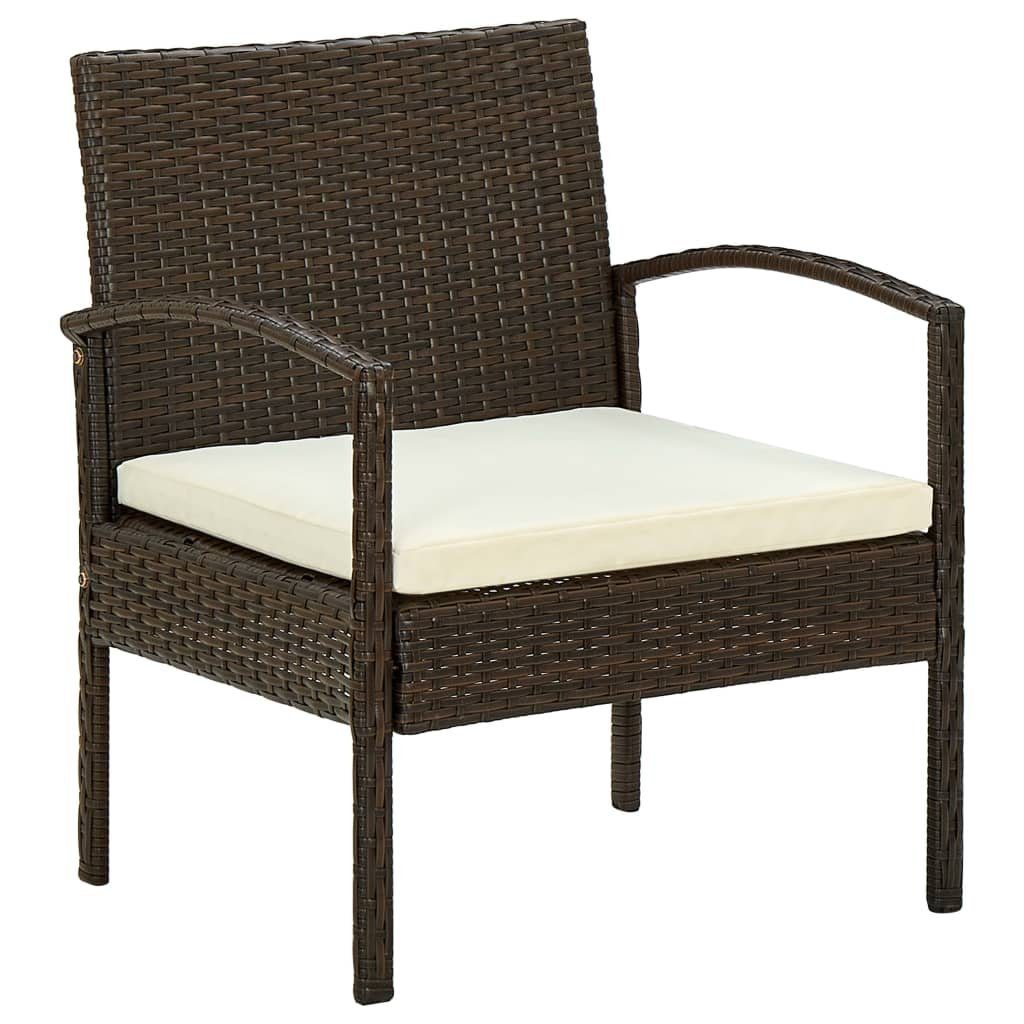 furnicato Gartenstuhl mit Kissen Poly Rattan Braun