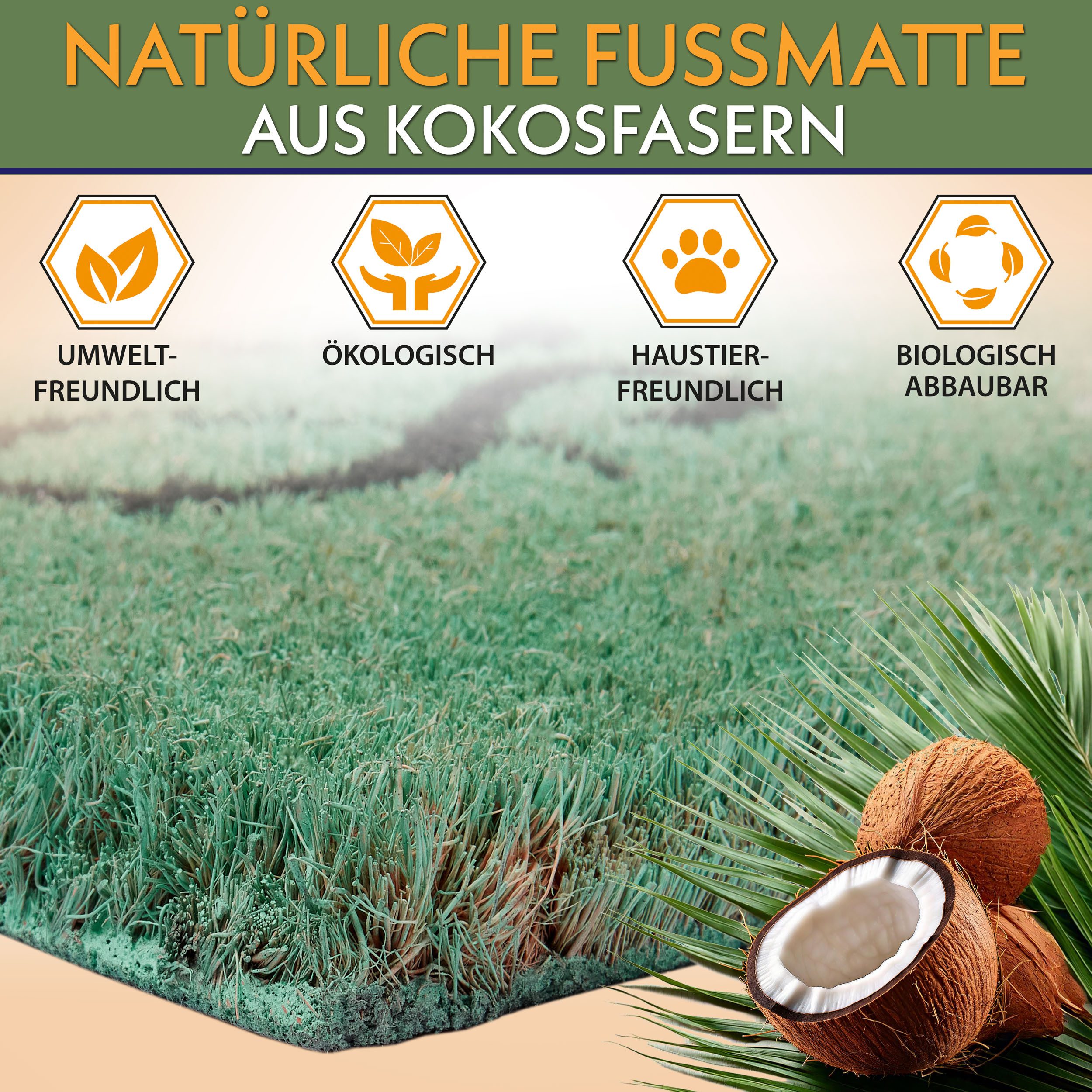 BRUBAKER Fußmatte Life is Better in Flip Flops - 45 x 75 cm Schmutzfangmatte - Türkis, Rechteckig, Höhe: 16 mm, Fußmatte für Außen und Innen aus Kokos - Wetterf – Bild 4 von 5