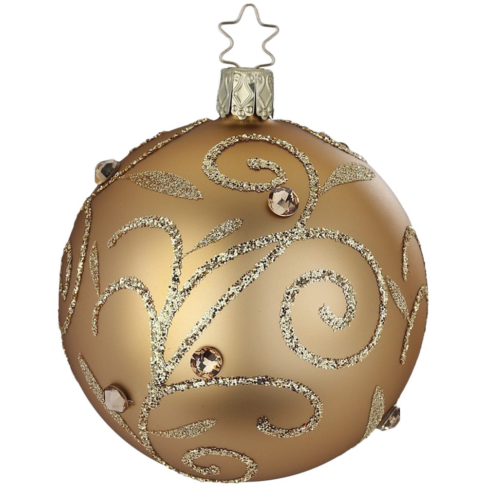 handbemalt Funkeln, brokatgold Weihnachtsbaumkugel Ø8cm matt mundgeblasen, (1 St), INGE-GLAS® prachtvolles