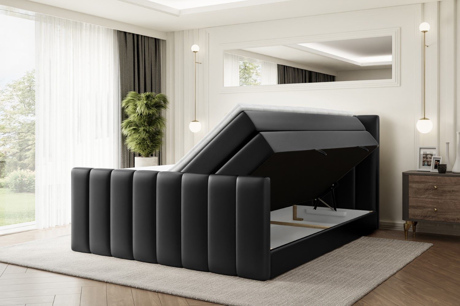 ALTDECOR Boxspringbett OTTA-Z KING (Multipocket-Matratze H4, H3 Matratze Bonellfederung, Topper, Kopfteil), Doppelbett mit Fußteil