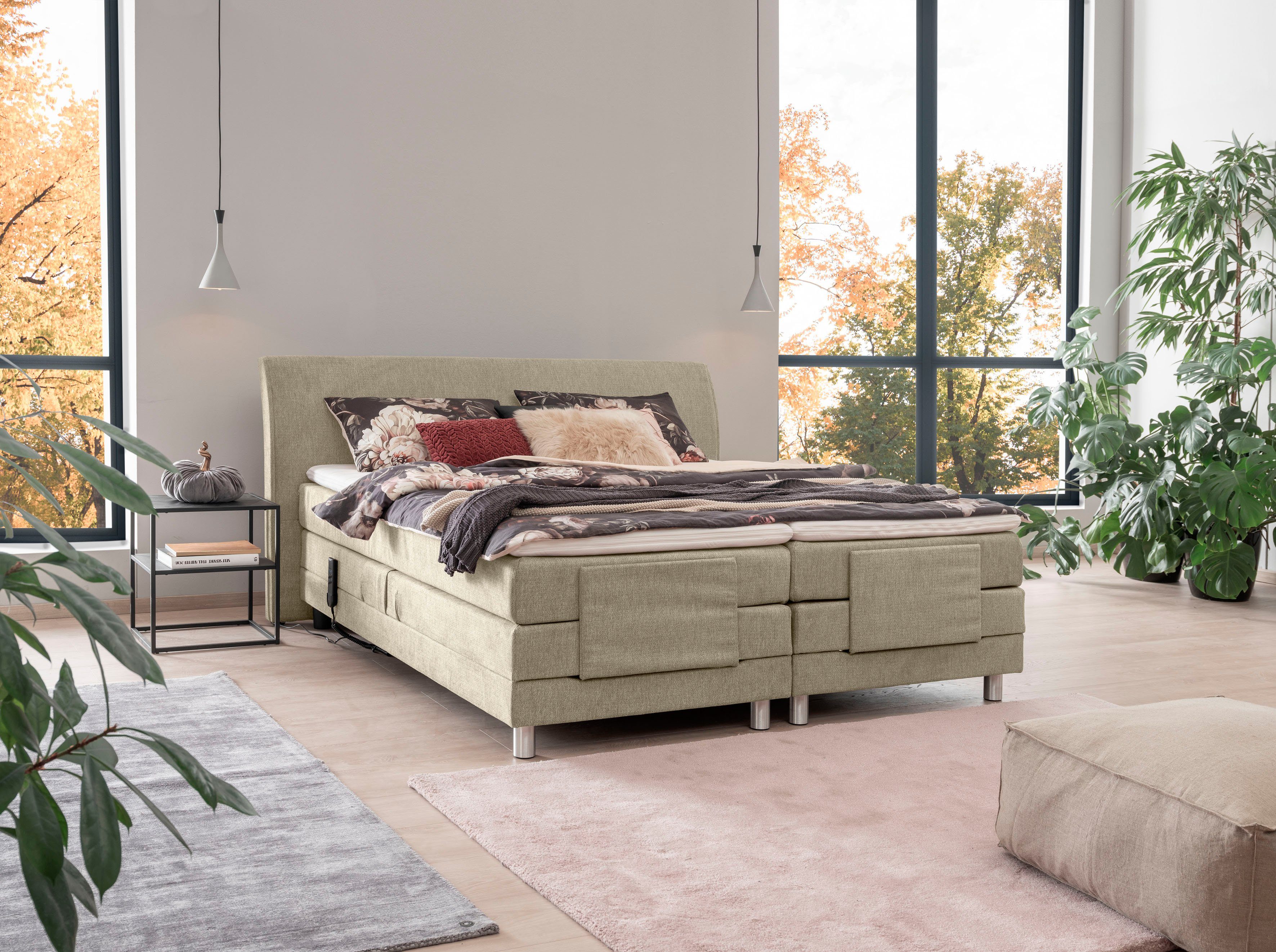 Topper TCM 12 Verstellung, beige motorischer und mit Boxspringbett trendline Edina, Matratzen ADA inklusive