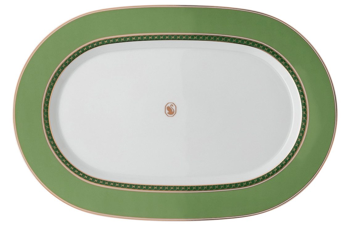 Swarovski Servierplatte Fern Platte 34 cm, Porzellan, (Platten), Platten