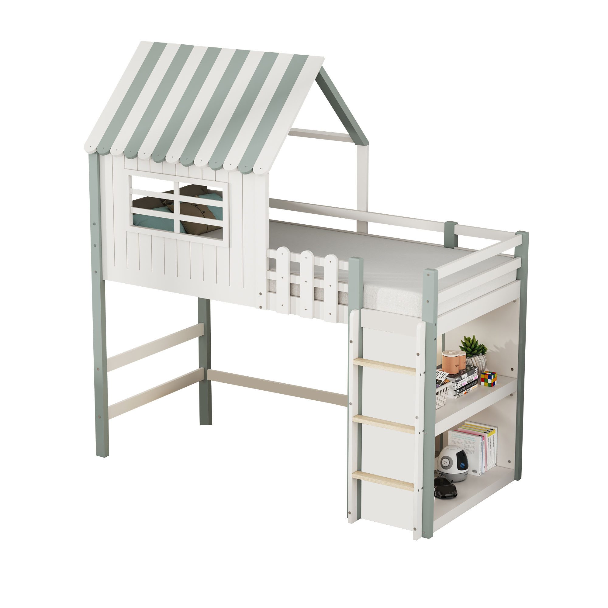 Flieks Hochbett Hausbett Kinderbett 90x200cm mit günstig online kaufen