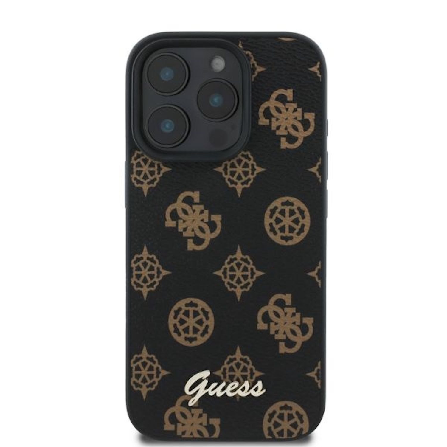 Guess Smartphone-Hülle GUESS Apple iPhone 16 Pro Hardcase Hülle Peony Script MagSafe Schwarz