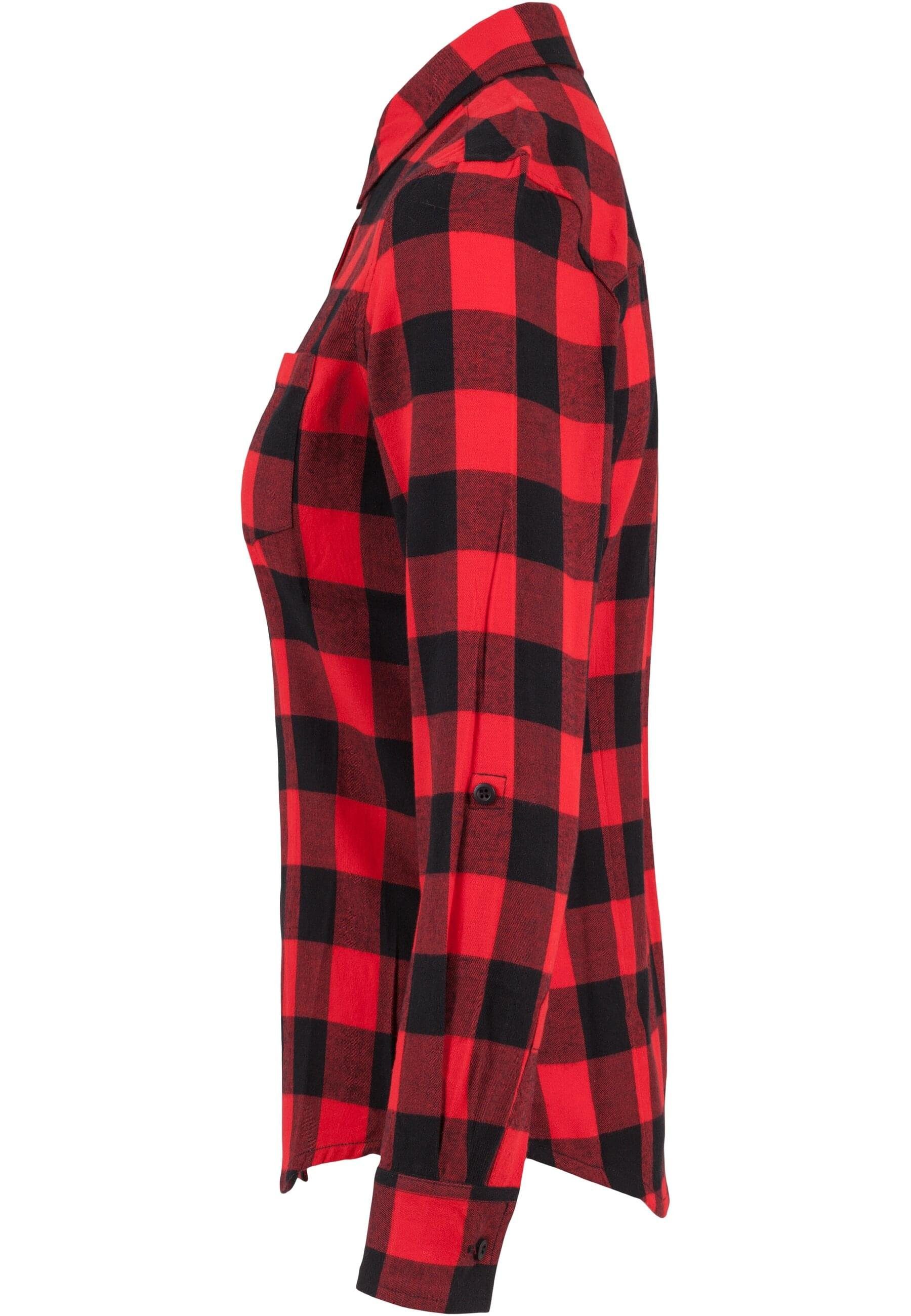 (1-tlg) CLASSICS Turnup URBAN Checked Damen Flanell black-rot Ladies Langarmhemd Shirt